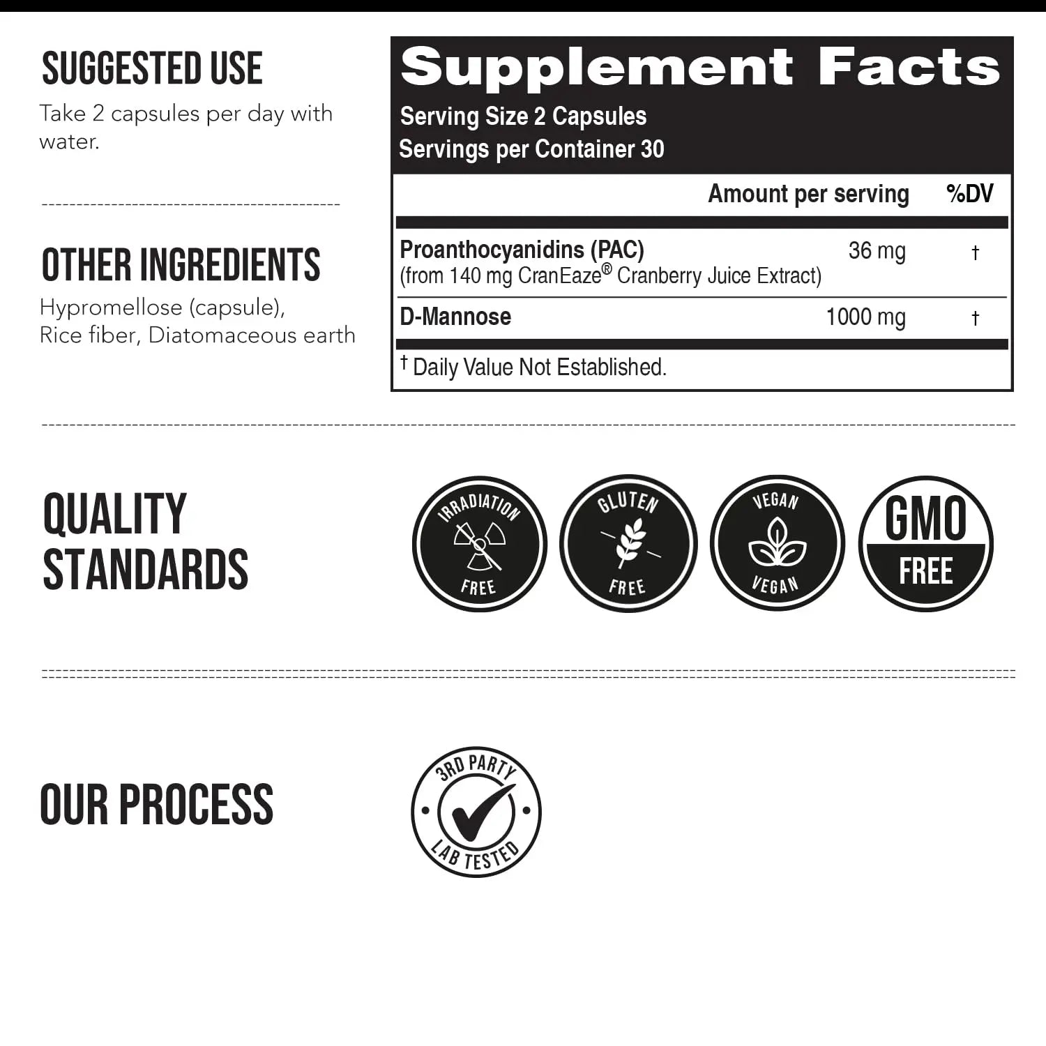 CranEaze®: Cranberry Juice Extract Plus D-Mannose – 36 mg PAC, 100% Soluble PAC - Supports Urinary Tract Health – Most Effective Cranberry Pills for Women, UTI Cranberry Supplement - 60 Capsules Triquetra Health Au supplements