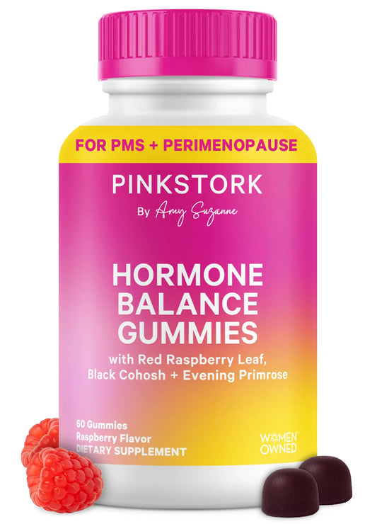 Pink Stork Hormone Balance Gummies for Women – PMS, Menopause & Estrogen Support – Mood, Bloating, Hot Flashes & Energy – Red Raspberry Leaf, Black Cohosh, Primrose – 60 Vegan Gummies Pink StorkAU supplements