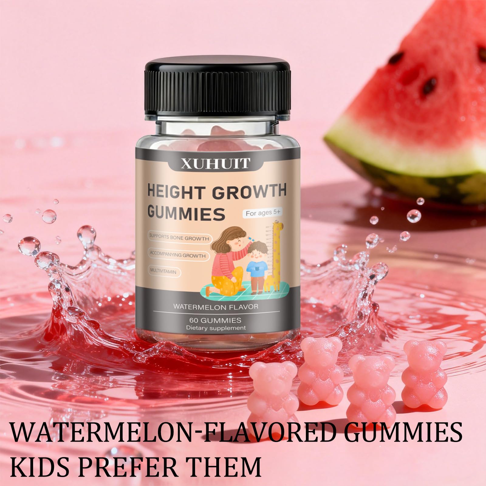 ZYGCDZ Growth Gummies for Kids & Teens - Natural Height Support with Vitamin D3, K2, Calcium & Ashwagandha - Bone Strength Supplement for Picky Eaters Ages 5+ (Watermelon Flavor) (1) ZYGCDZ Au supplements