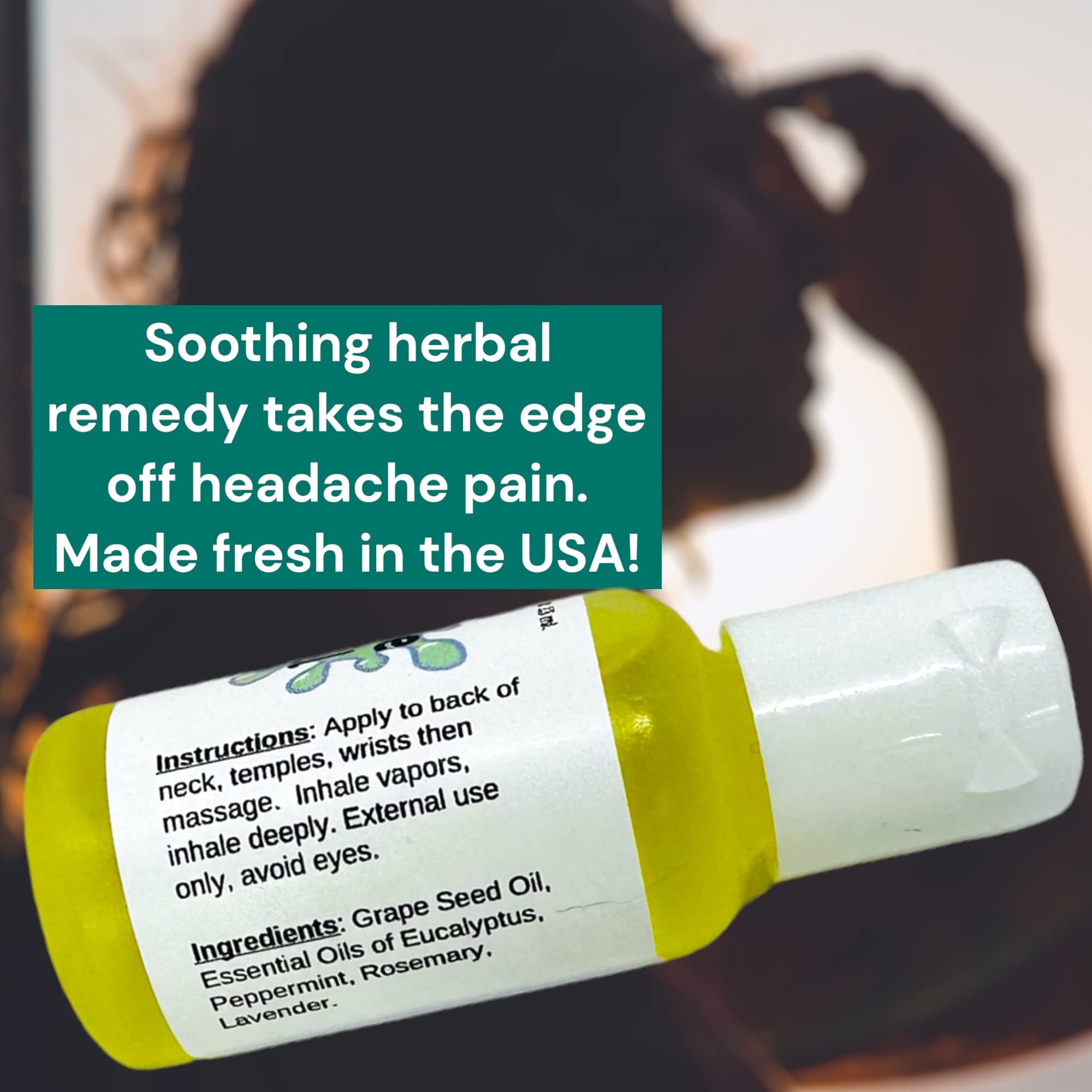 Urban ReLeaf Headache Relief Oil! 100% Natural Herbal Remedy, Sinus, Tension, Neck, Temples. Made in USA! Works Fast! Gentle Essential Oil Relief Urban ReLeaf Au supplements