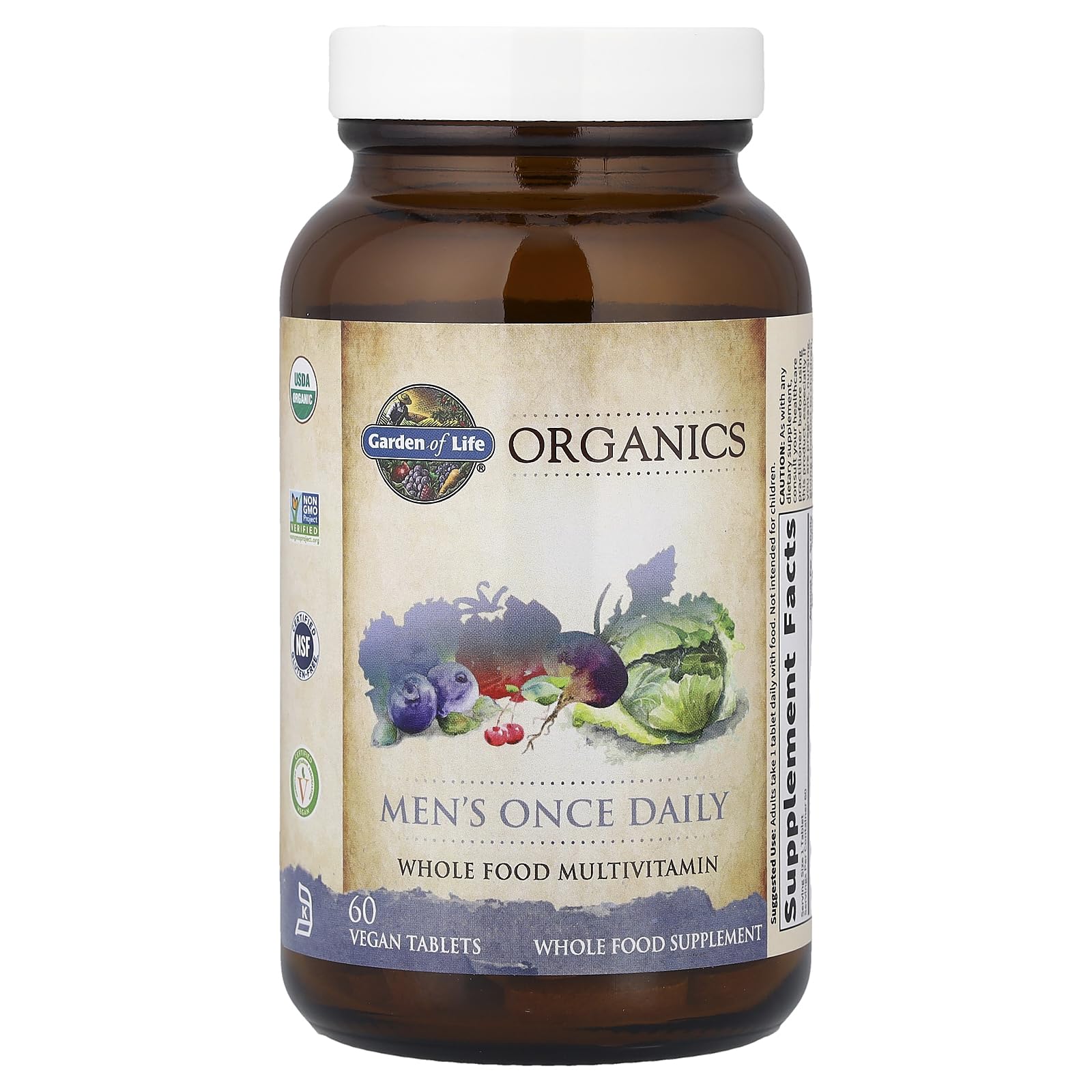 Garden of Life Once Daily Whole Food Multivitamin for Men, Organic Mens Vitamins & Minerals, Vitamin C, Zinc, Vegan, for Health & Well-Being, 60 Tablets Garden of Life Au supplements