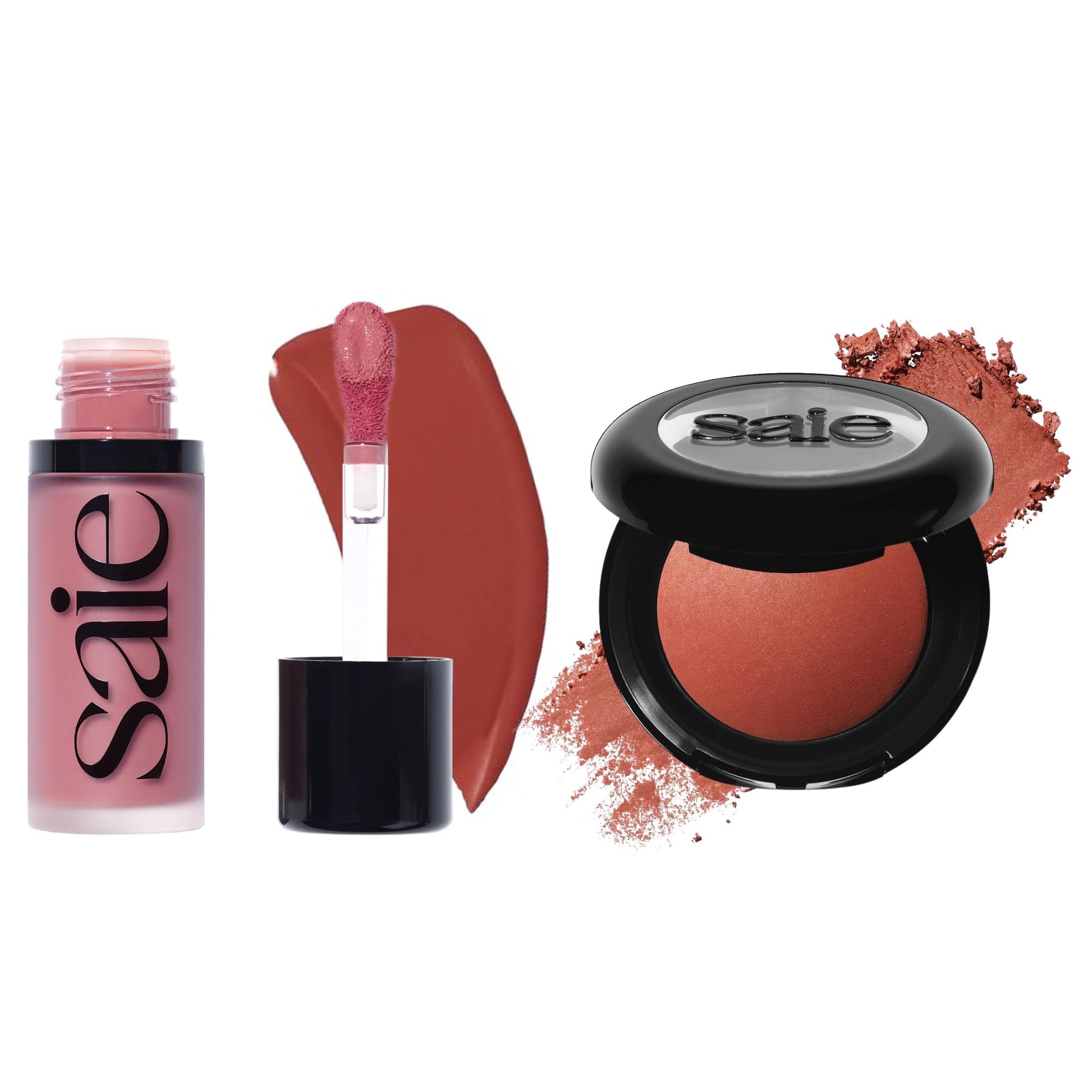 Saie Cheek Flush Duo - Dew Liquid Blush (.40 oz, Spicy), SuperSuede Baked Powder Blush (.01 oz, Ciao) - Layerable, Skin-Nourishing Blushes for a Seamless Radiant Finish Saie Au supplements