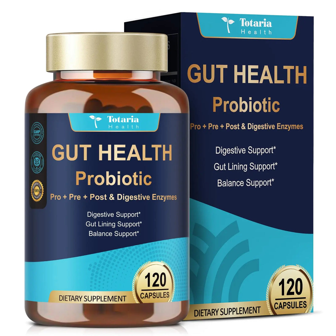 14-in-1 Gut Health with Probiotics, Prebiotics, Postbiotics & Digestive Enzymes for Women & Men, 60 Billion CFU Probiotics for Digestion, Strong Immunity, Totaria uk supplements