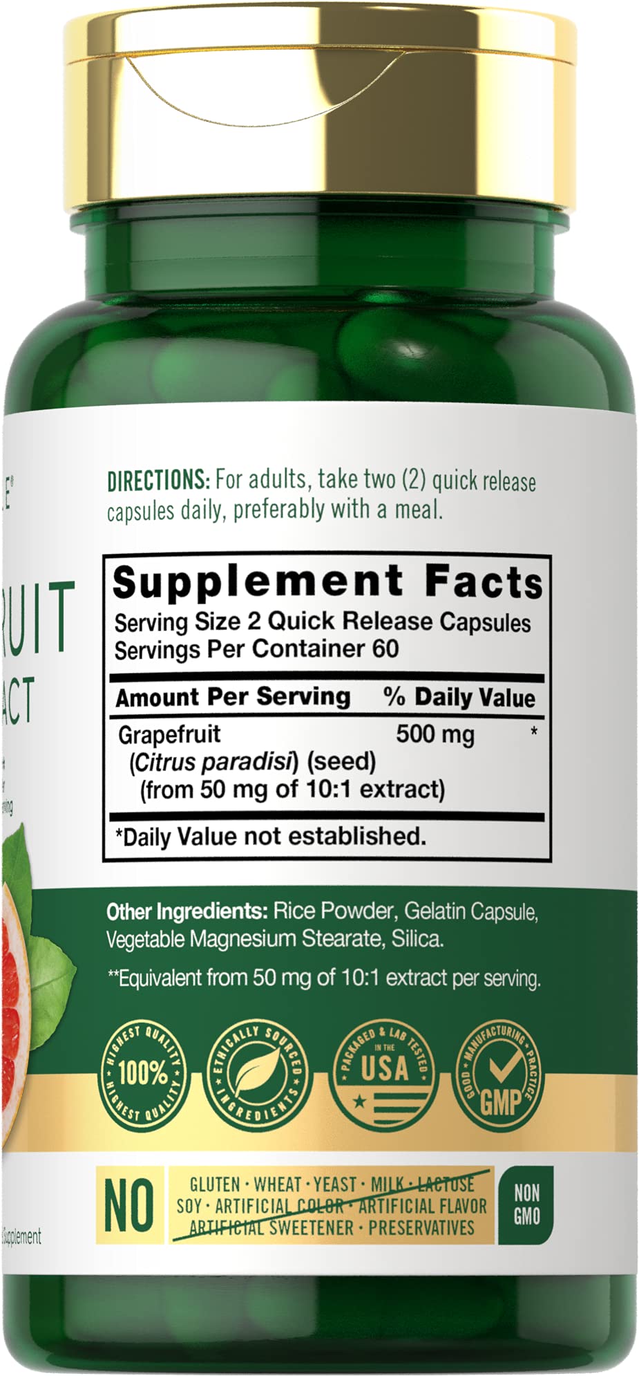 Carlyle Grapefruit Seed Extract | 500 mg 120 Capsules | Maximum Strength | Non-GMO Carlyle Au supplements