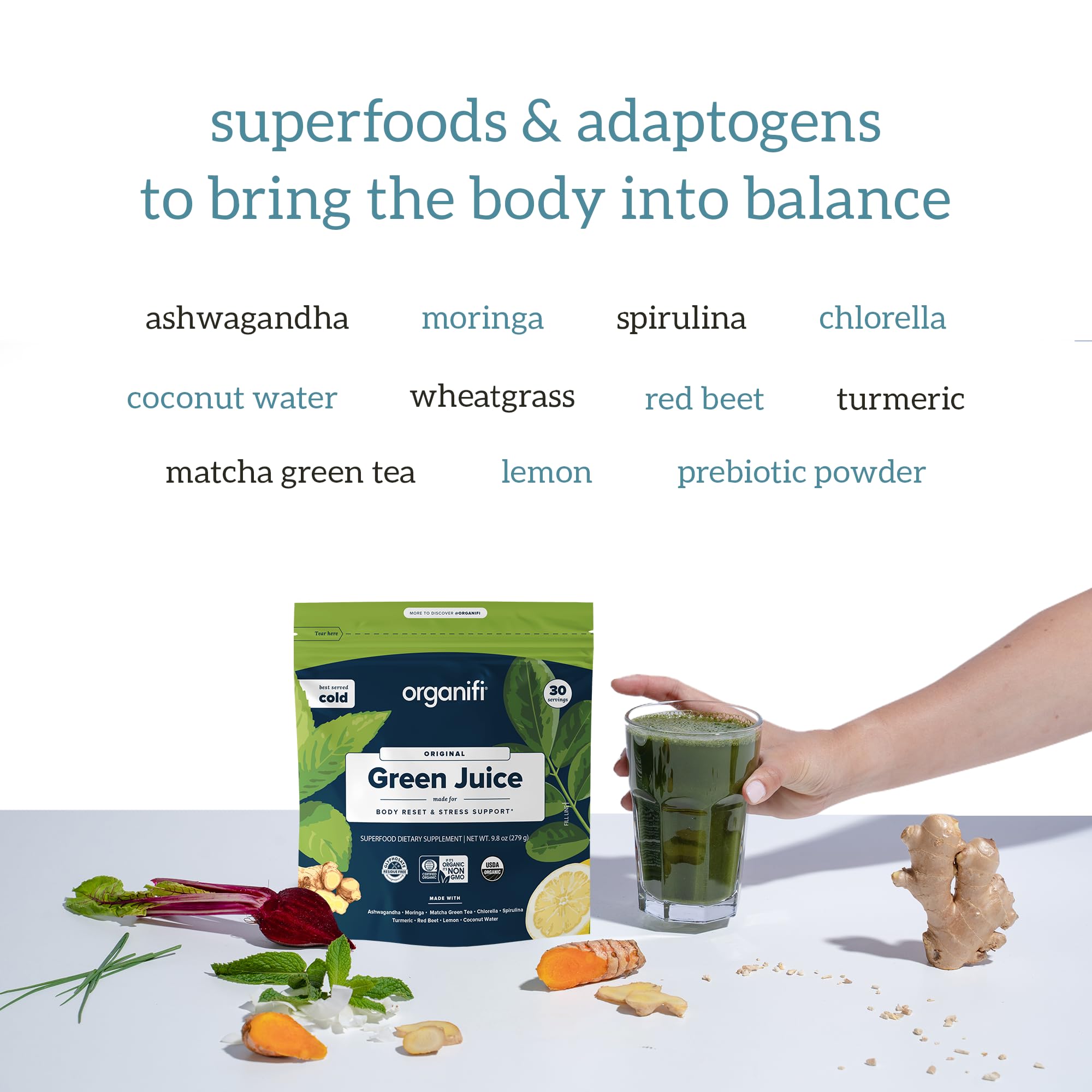 Organifi Green Juice - Powder Supplement with Organic Spirulina, Ashwagandha Organifi Au supplements
