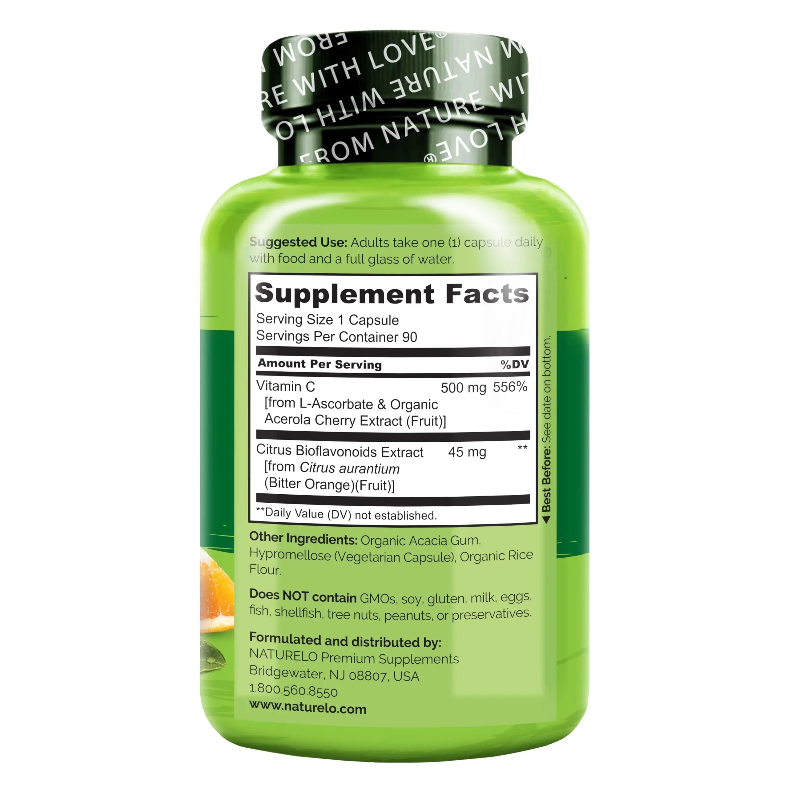 NATURELO Vitamin C with Organic Acerola Cherry Extract and Citrus Bioflavonoids - Vegan Supplement - Immune Support NATURELO Au supplements