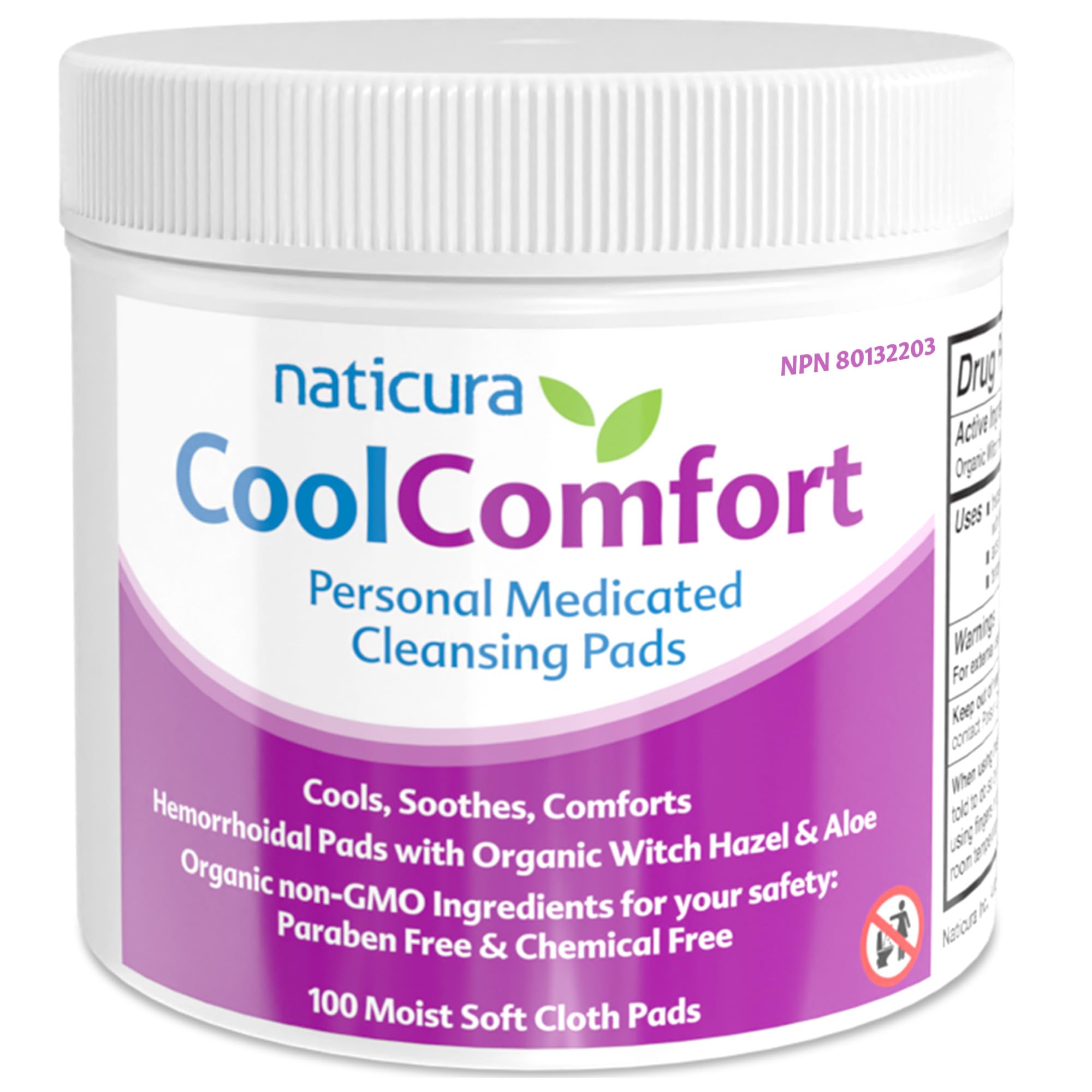 CoolComfort Personal Cleansing Pads with Organic Witch Hazel and Aloe Vera - All Natural and Fast Acting Wipes for Hemorrhoid Burning, Itching, Pain and Swelling - 100 Pads - No Parabens - Made in USA Naticura Au supplements