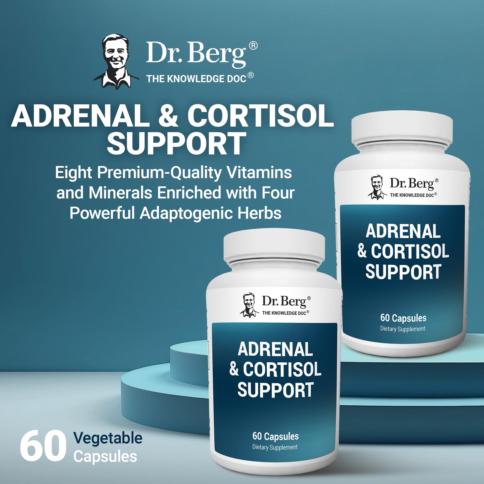 Dr. Berg Adrenal & Cortisol Capsules - Adrenal Supplement & Cortisol Manager - Mood, Focus, Relaxation and Stress Support - Adrenal Supplements with Ashwagandha Extracts - 60 Capsules Dr. Berg Nutritionals Au supplements