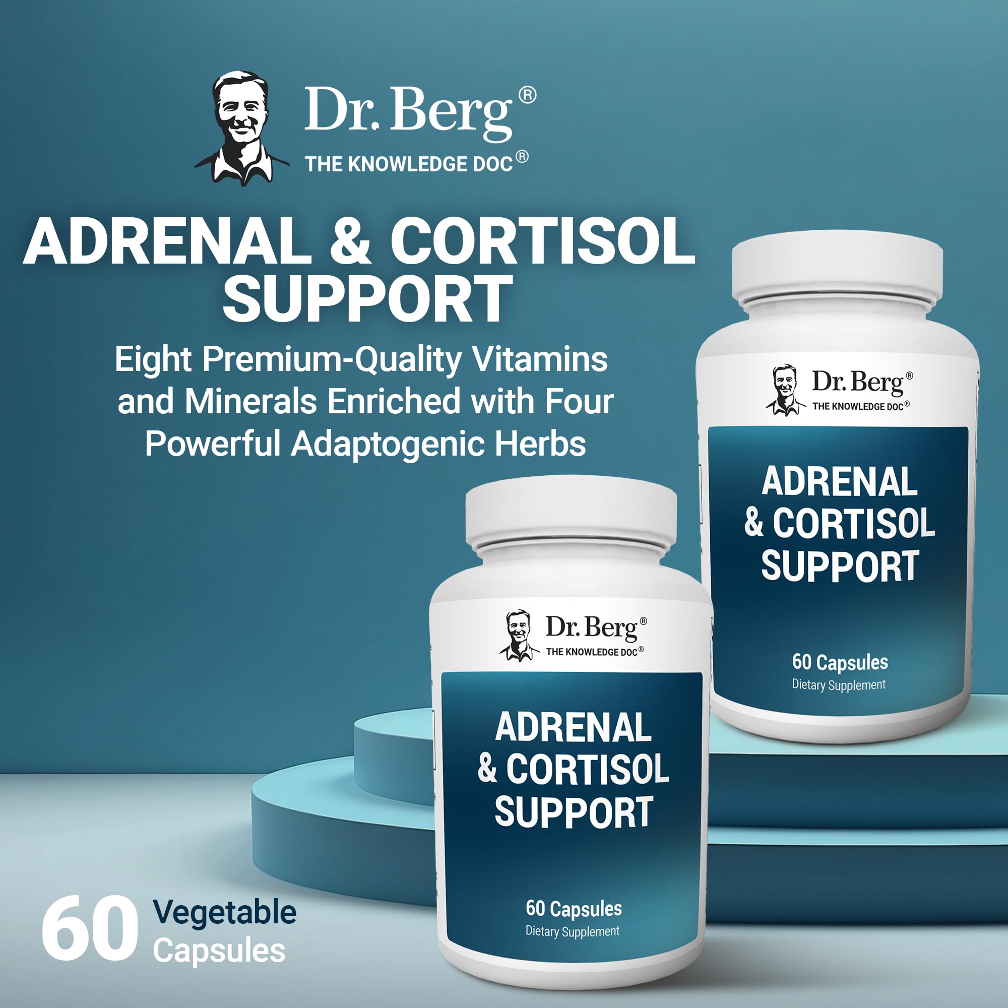 Dr. Berg Adrenal & Cortisol Capsules - Adrenal Supplement & Cortisol Manager - Mood, Focus, Relaxation and Stress Support - Adrenal Supplements with Ashwagandha Extracts - 60 Capsules Dr. Berg Nutritionals Au supplements