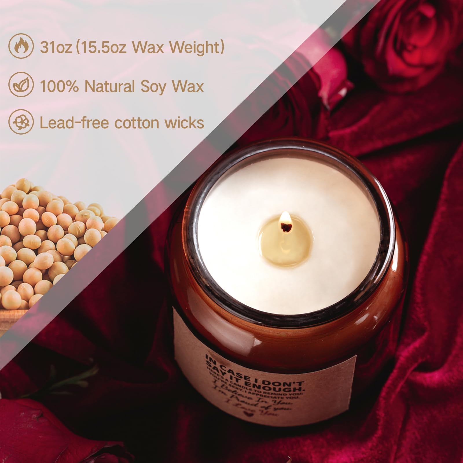 Candle Amber Moss Scented, Valentines Day Gifts for Her Girlfriend Wife, Romantic Anniversary YINUO LIGHT Au supplements