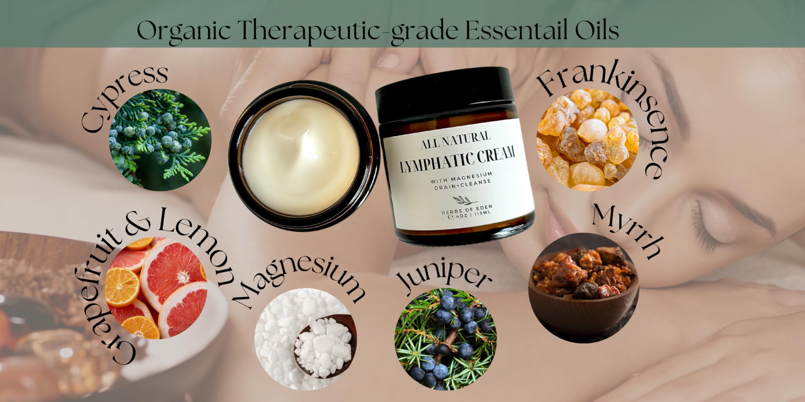 Organic Lymphatic Massage Cream with Magnesium – Natural Topical Cream | Stimulate Lymph Fluid | Family Owned, Made in USA Herbs of Eden Au supplements