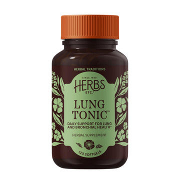 Herbs Etc. Lung Tonic - Lung Supplement for Bronchial Support - Healthy Breathing Support with Mullein, Horehound & Grindelia - 120 Softgels Herbs Etc. Au supplements