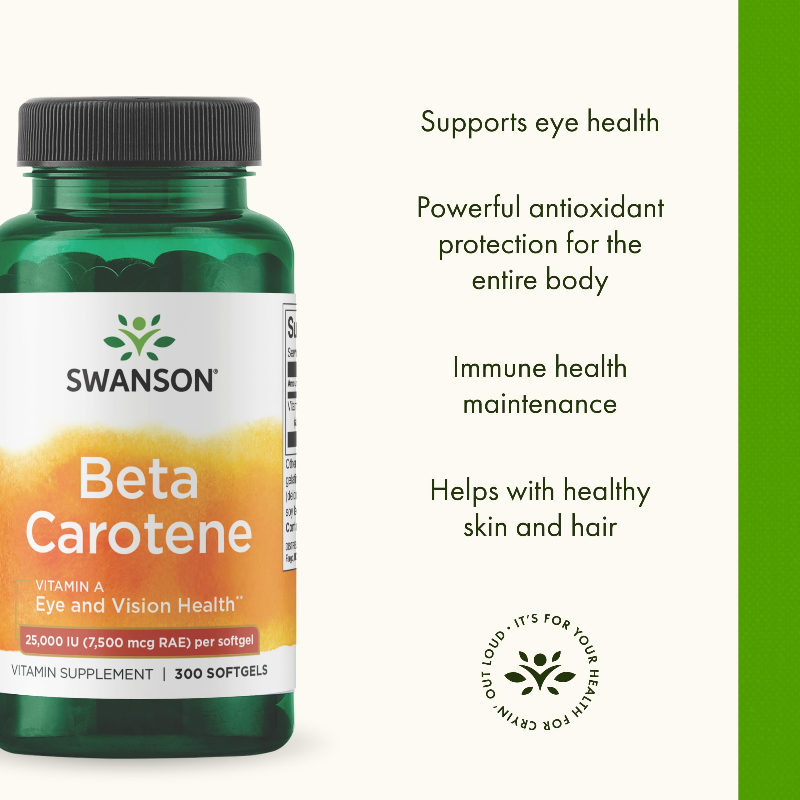 Swanson Beta-Carotene Vitamin A 25,000 IU Eye and Skin Health Supplement for Adults Seeking Vision and Immune Support - 7,500 mcg (300 Softgels) Swanson Au supplements