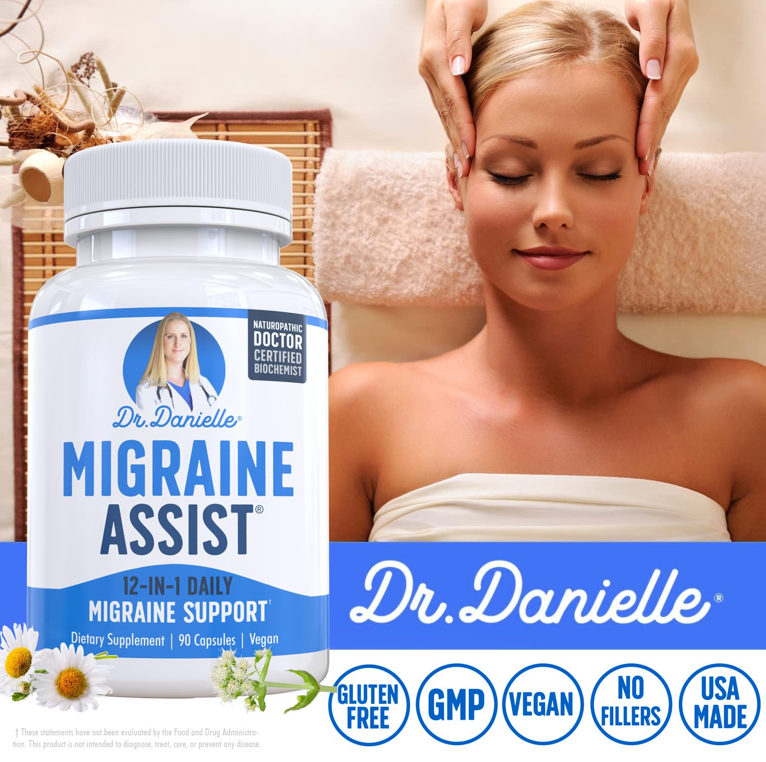 Best Migraine Relief Product with Magnesium - Migraine Assist Supplement with Quercetin, Feverfew, Butterbur, CoQ10 from Dr. Danielle, 90 Capsules Doctor Danielle Au supplements