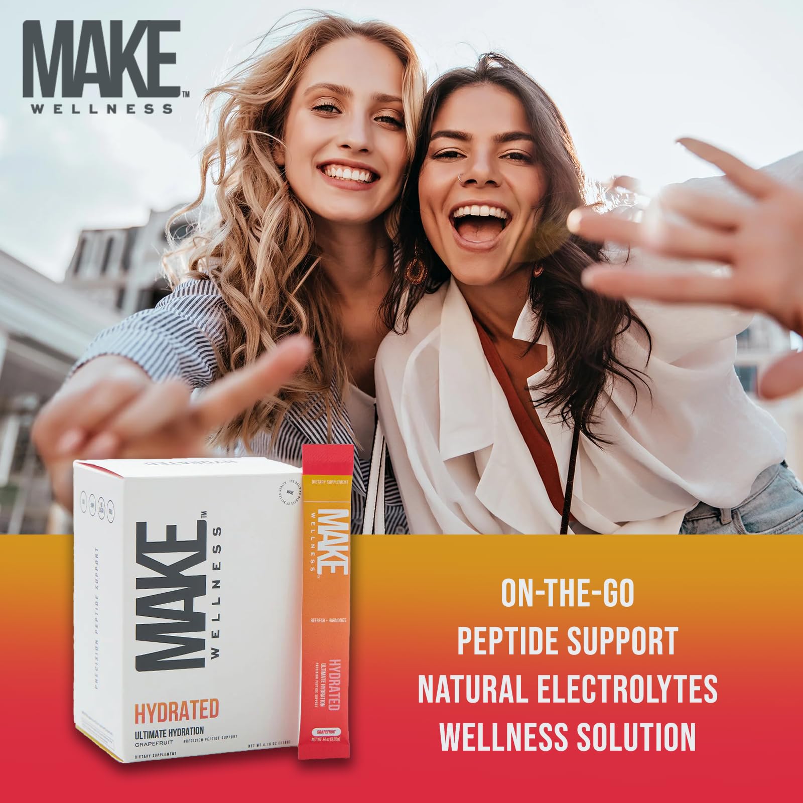 Make Wellness HYDRATED | 30 Servings | Grapefruit Flavor | Supports Hydration & Electrolyte Balance | Bioactive Peptide Blend for Daily Overall Wellness Make Wellness Au supplements