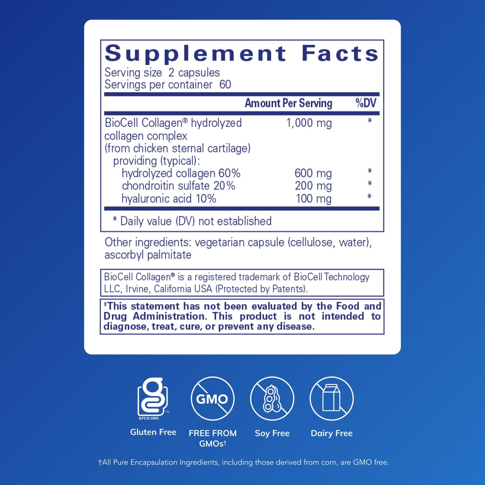 Pure Encapsulations Collagen JS - Skin & Joint Health* - 1,000 mg Hydrolyzed Biocell Collagen - Gluten Free & Non-GMO - 120 Capsules Pure Encapsulations Au supplements