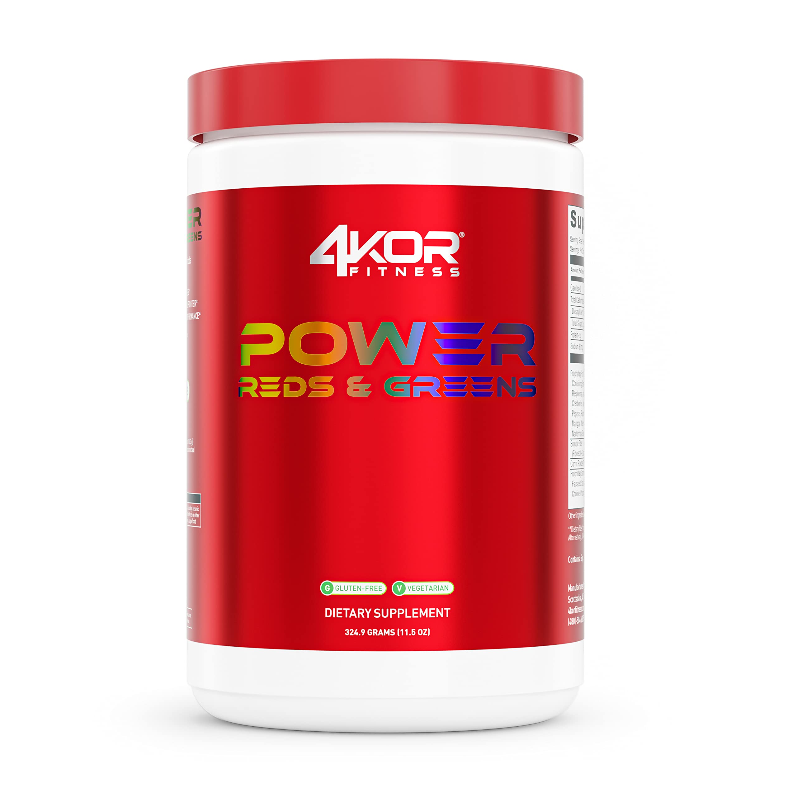 4KOR Fitness Power Reds & Greens: an Energizing Greens Drink Made up of Antioxidant-Rich Superfoods, Gluten-Free and Vegetarian, 30 Servings (1 Bottle) 4KOR Fitness Au supplements