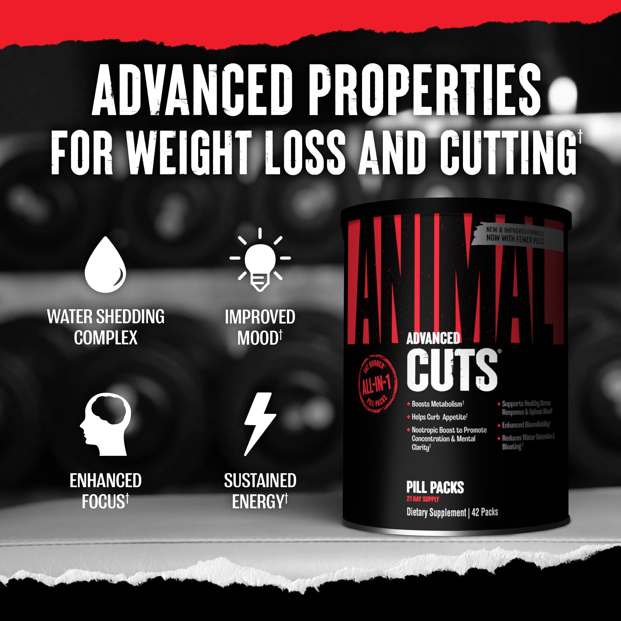 Animal Cuts Thermogenic Fat Burner - Weight Loss Pills for Women and Men for Metabolism, Energy, Focus, and Nootropic Brain Support with Ketones Appetite Suppressant Diet Pills, 42 Packs Animal Au supplements