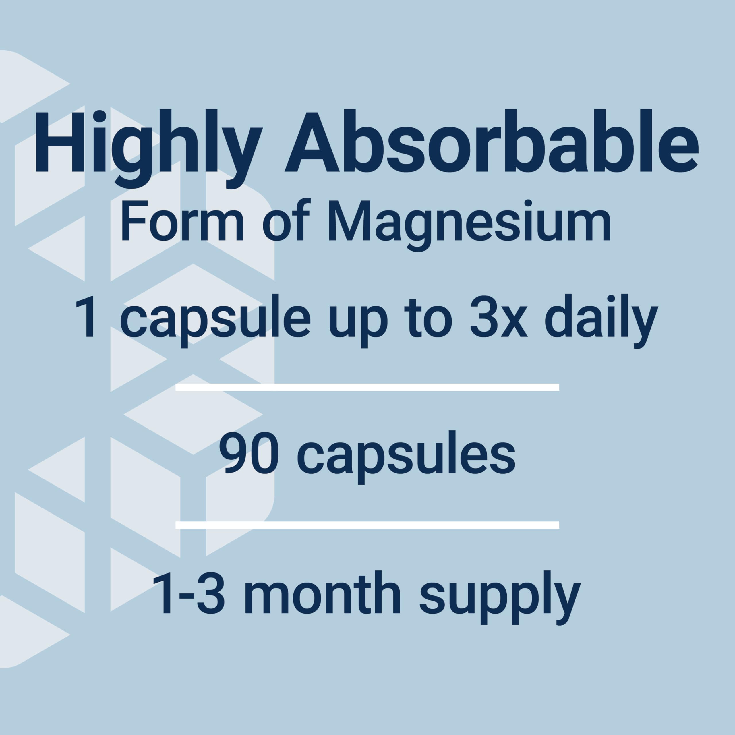 Life Extension Magnesium Glycinate, Heart Health, Bone Health, Nerve and Muscle Support, Highly absorbable, Gluten-Free, Non-GMO, Vegetarian, 90 Capsules Life Extension Au supplements