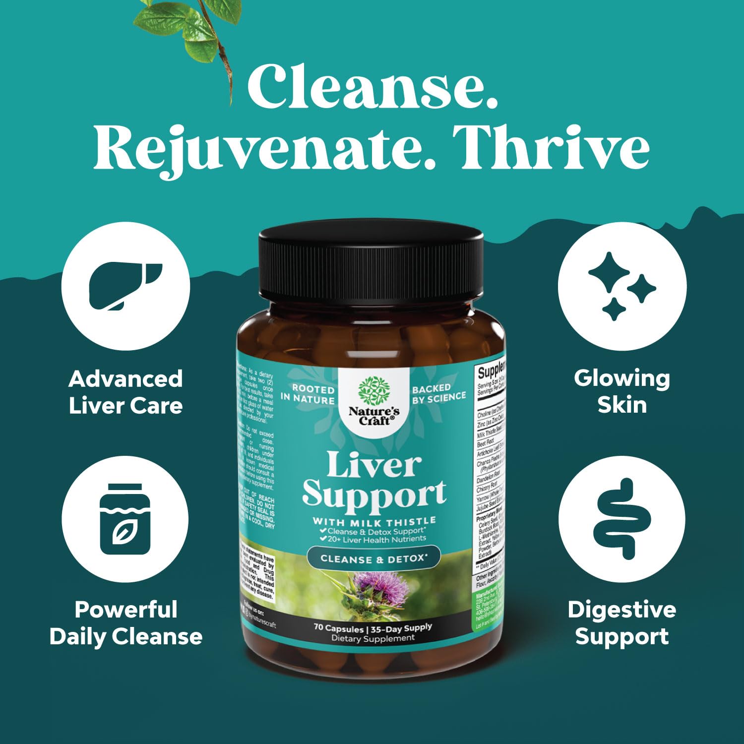 Liver Cleanse Detox & Repair Formula - Herbal Liver Support Supplement Natures Craft Au supplements