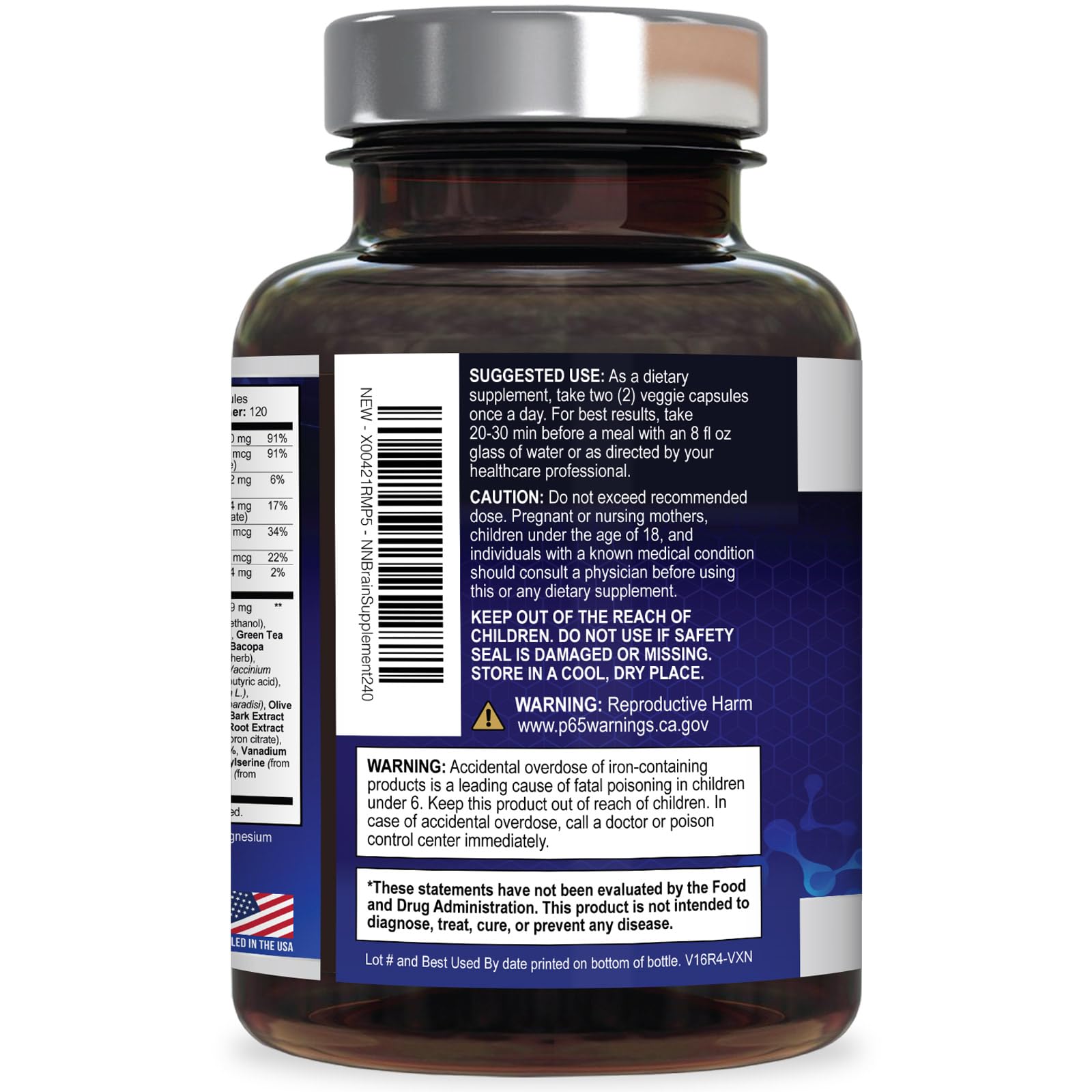 Brain Memory Supplement Pills - 3X Strength Nootropics for Concentration, Clarity & Focus Support - Brain Health Cognitive Vitamins with Bacopa, Phosphatidylserine & DMAE, Brain Booster - 240 Capsules Nature's Nutrition Au supplements