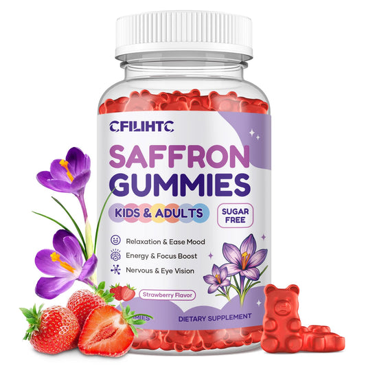 Saffron Gummies for Kids & Adults, 20-in-1 Saffron Supplements with 88.5mg Saffron Extract, B6, B12, C, D3, Magnesium for Calm, Focus, Nerve, Sugar Free, Vegan CFILIHTCUS supplements
