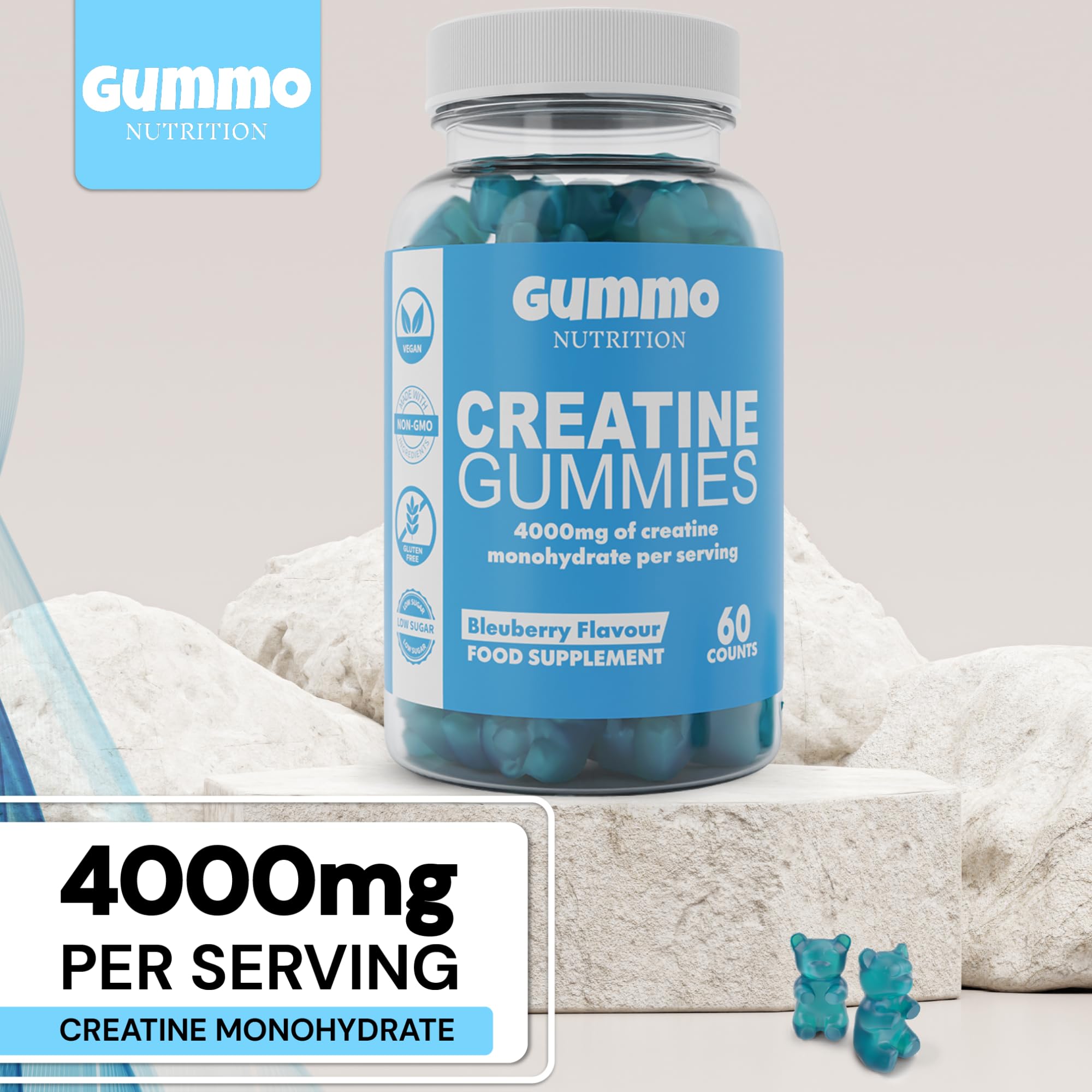 Creatine Monohydrate Gummies 4000mg for Men & Women - 60 Chewable Creatine GUMMO NUTRITION Au supplements