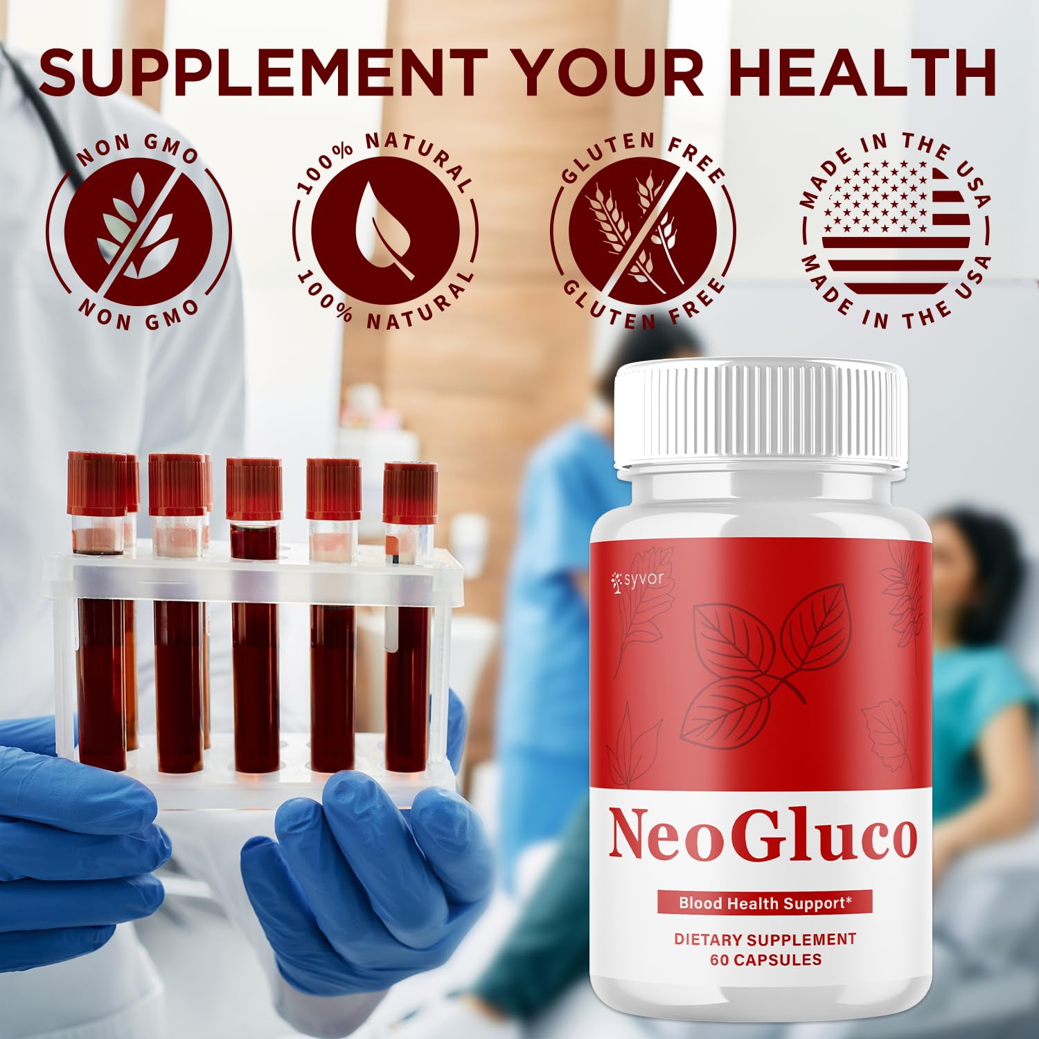(2 Pack) NeoGluco Capsules, Official NeoGluco Glycogen Support Pills with All Natural Ingredients, Advanced Formula Health Supplement with Max Strength Premium Vitamins for Women & Men (120 Capsules) Syvor Au supplements