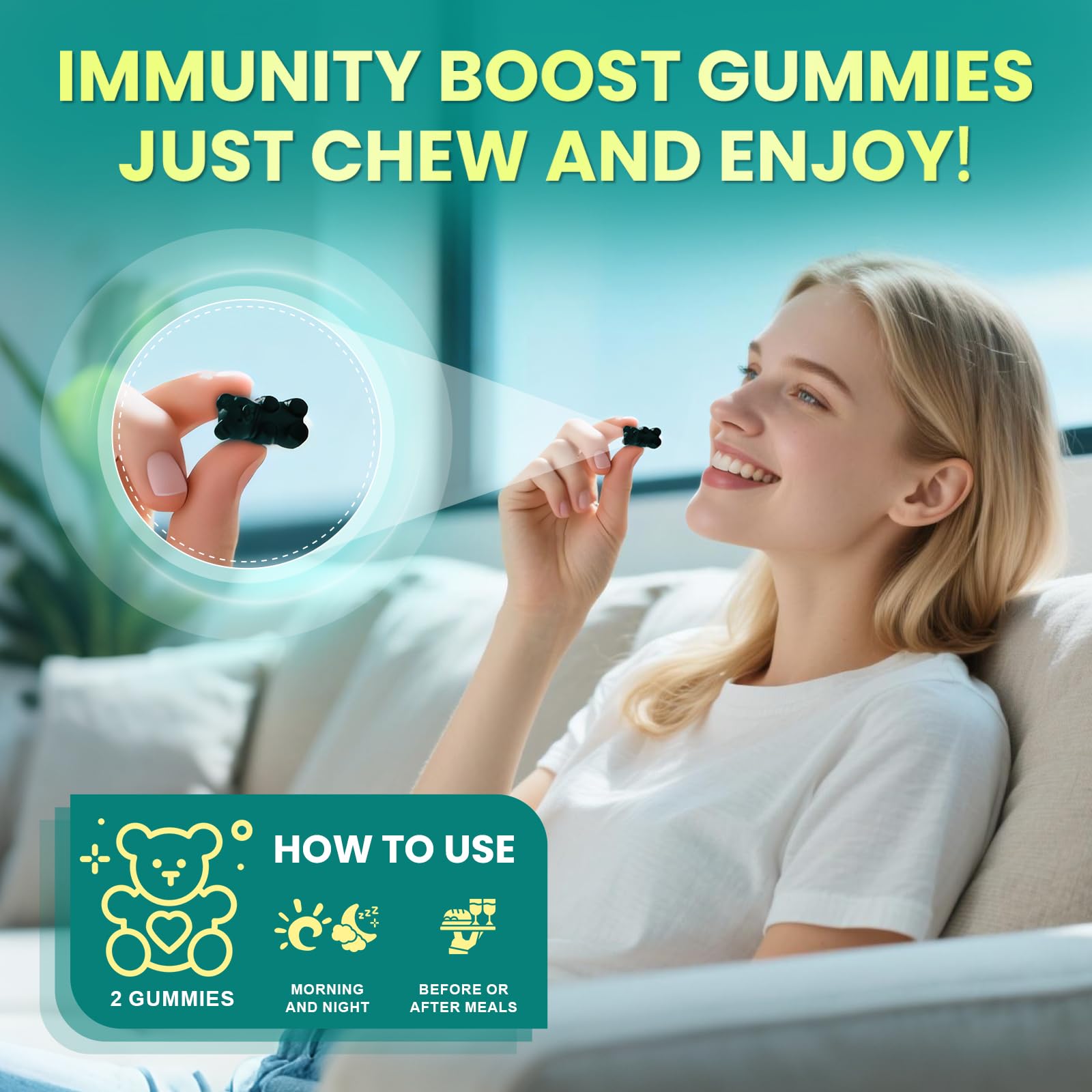 Sea Moss Gummies with Ashwagandha & Chlorophyll, Immune, Digestive and Gut Detox Support, Powered by Black Seed Oil, Vitamin C, Vitamin D & Magnesium, GMO, Vegan, Apple Flavor, 60 SeaMoss Gummies B BEWORTHS Au supplements