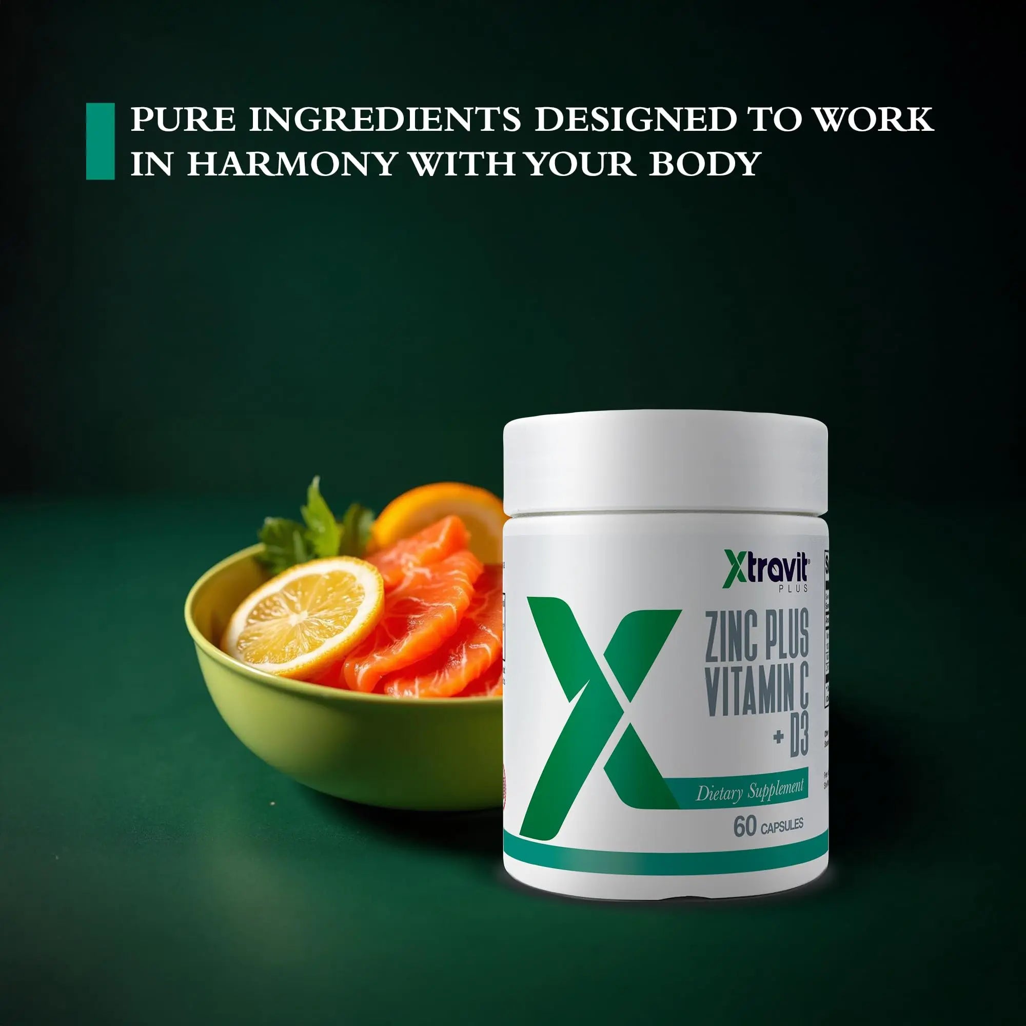 Xtravit Zinc Plus Vitamin C + D3 Supplement – Natural Immune Defense Supplements for Men & Women - May Support Skin, Energy, Bones, & Overall Wellness - Non-GMO, Gluten-Free, No Fillers, 60 Capsules Xtravit Au supplements