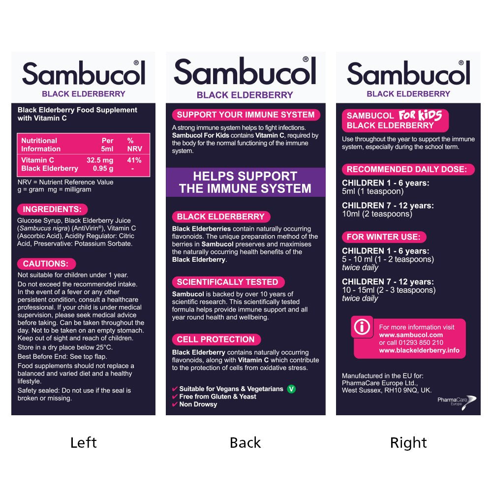 Sambucol Kids 120 ml For Immune Support, Drop Sambucol Au supplements