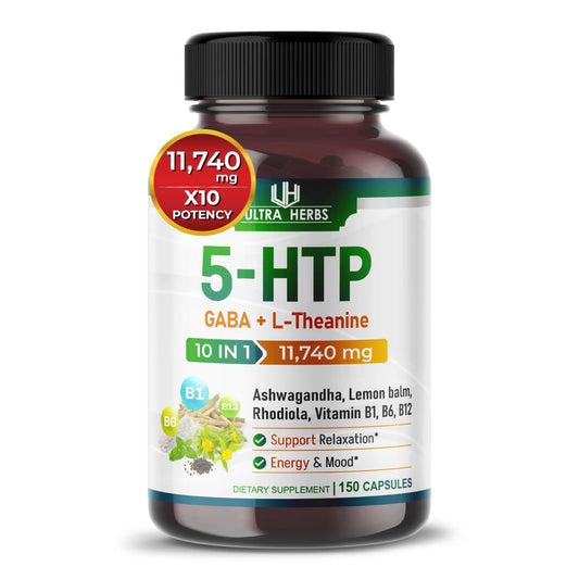 5-HTP Supplement 11,740mg 10 in 1 with GABA, L-Theanine, Ashwagandha, Rhodiola ULTRA HERBSAU supplements