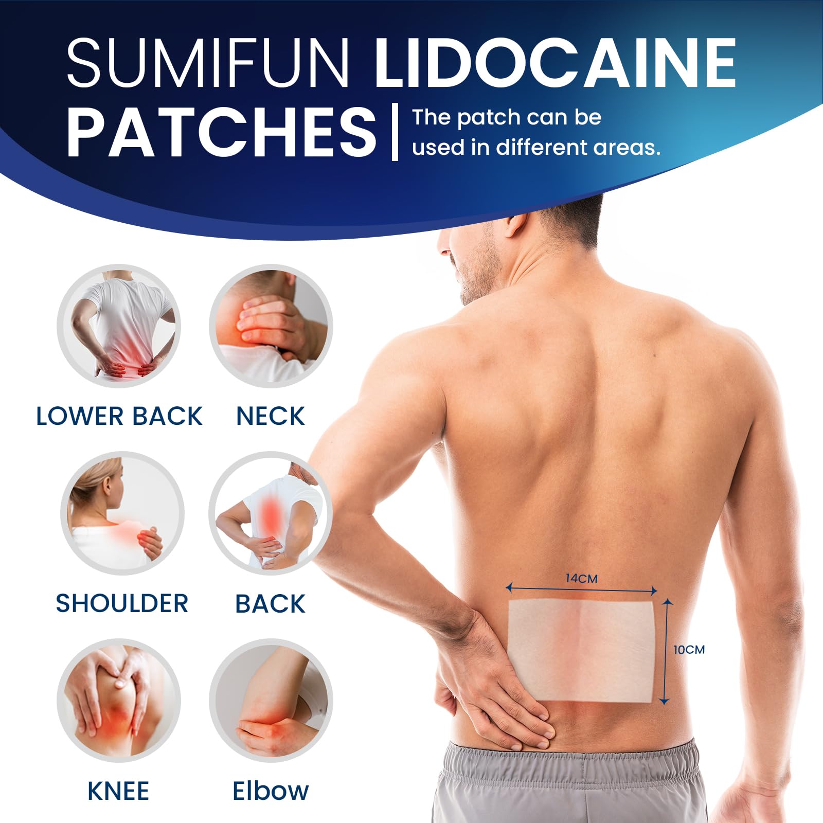 Sumifun 4% Lidocaine Pain Patches - Maximum OTC Strength Pain Relief for Lower Back Pain, Neck Sore, Joint Pain - Fast Acting & Long Lasting 8 Hours, 10 Counts Sumifun Au supplements