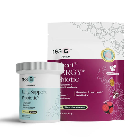 Power Gut Bundle - Lung Probiotic & GLP-1 Prebiotic, Clinically Trialed Respiratory Health Support & Metabolism Boost, Supplement Vitamins - resB (30 Servings) & prebeet (30 Servings) ResBioticAU supplements
