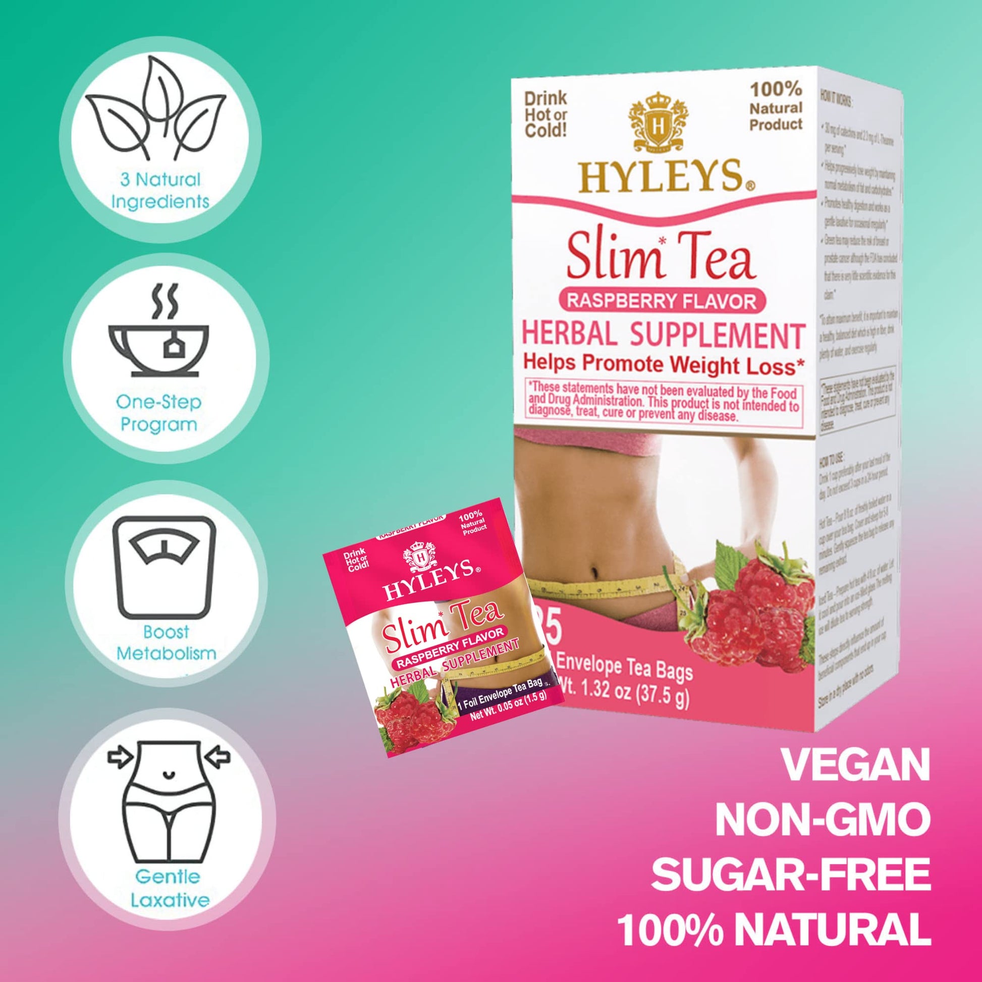 Hyleys Slim Tea Raspberry Flavor - Weight Loss Herbal Supplement Cleanse and Detox HYLEYS Au supplements