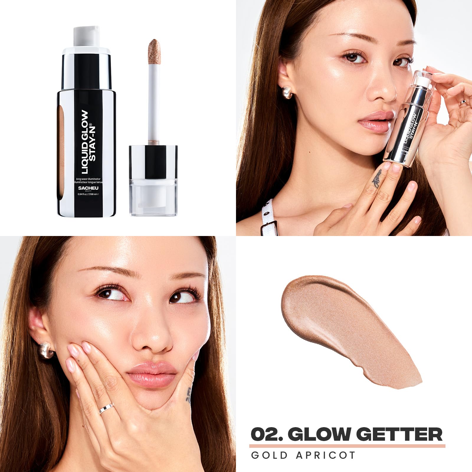 Sacheu Liquid Glow STAY-N Liquid Highlighter & Illuminator Makeup — 30ml Long Lasting Luminous Glow Lightweight Dewy Finish, Glow Getter Sacheu Au supplements
