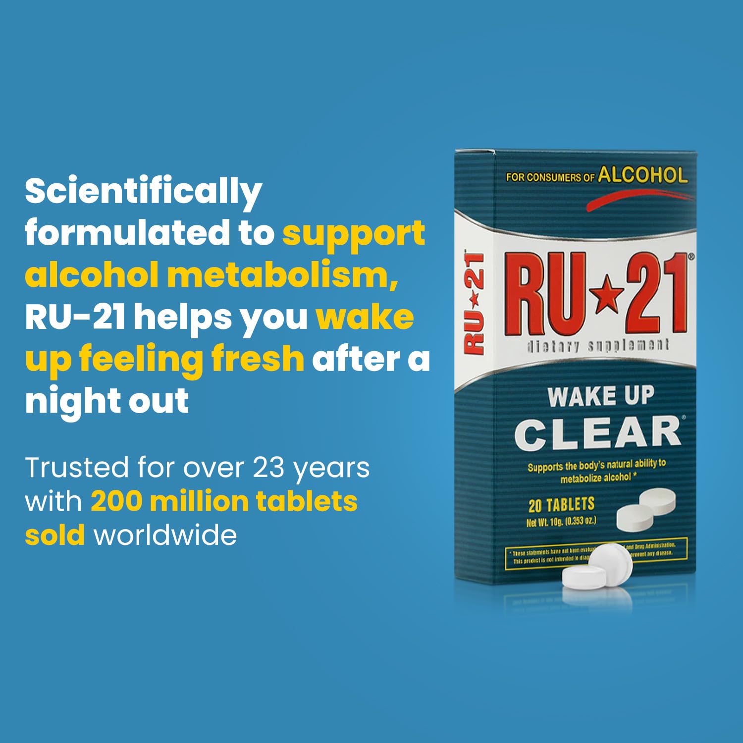 RU-21 The Supplement for When You Want to Drink & Go to Work The Next Morning | Feel Better After Celebrating & Support Your Liver | Trusted for 23+ Years | Made in USA (20 Pills, 10 Servings) RU-21 Au supplements