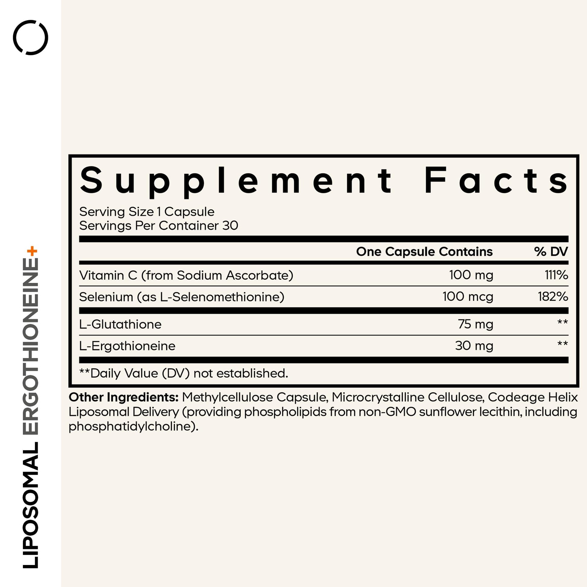 Codeage Liposomal Ergothioneine+ Supplement - L-Ergothioneine, L-Glutathione, Vitamin C, Selenium, Phospholipid Complex - Healthy Aging & Antioxidant - Vegan, Non-GMO, Soy-Free – 30 Capsules Codeage Au supplements