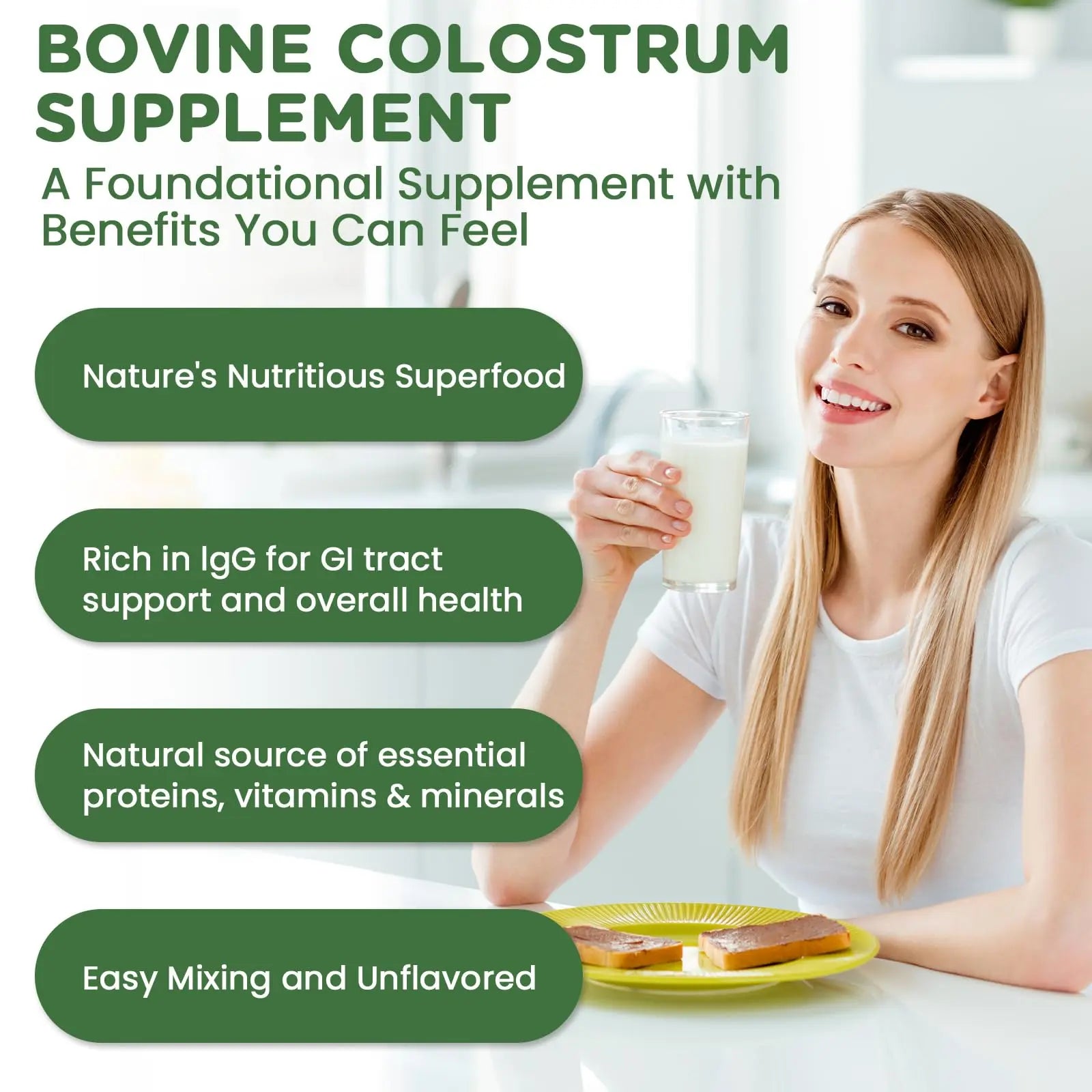 MICYDELAS Bovine Colostrum Supplement Powder 50% IgG Premium Bovine Colostrum for Gut Health Support, Immune Support, Muscle Recovery & Overall Wellness, Grass Fed, Non-GMO, Unflavored, 60 Servings MICYDELAS Au supplements