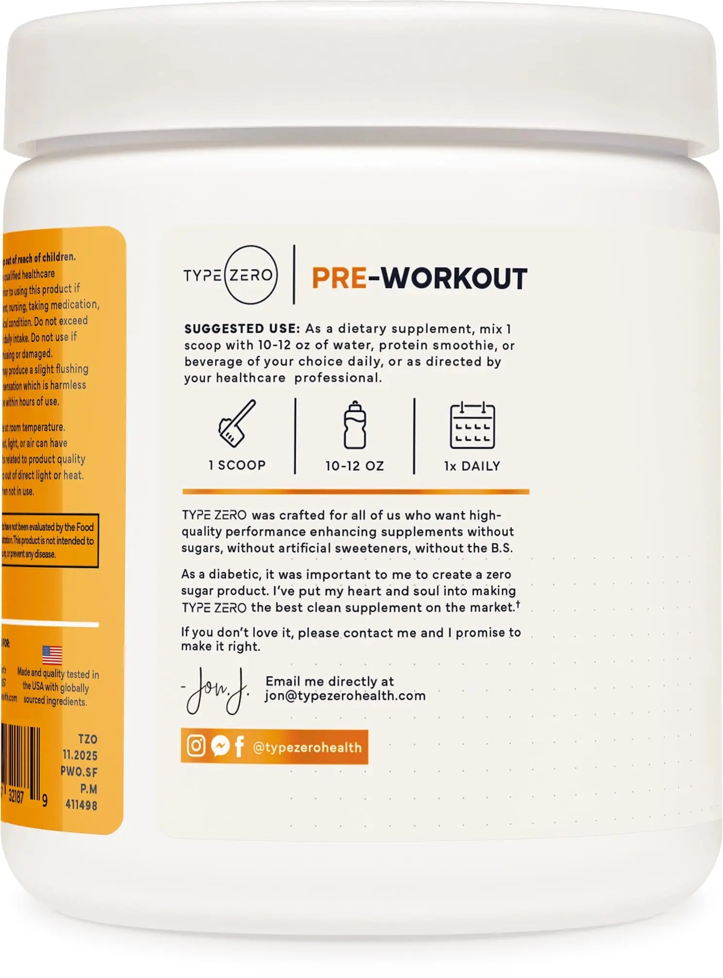 Type Zero Clean Stim Free Pre Workout Powder + Nitric Oxide Booster with L-Citrulline Malate, Arginine AKG, Beta Alanine - Caffeine & Stimulant Free - Pineapple Mango Flavor, 21 Servings Type Zero Au supplements