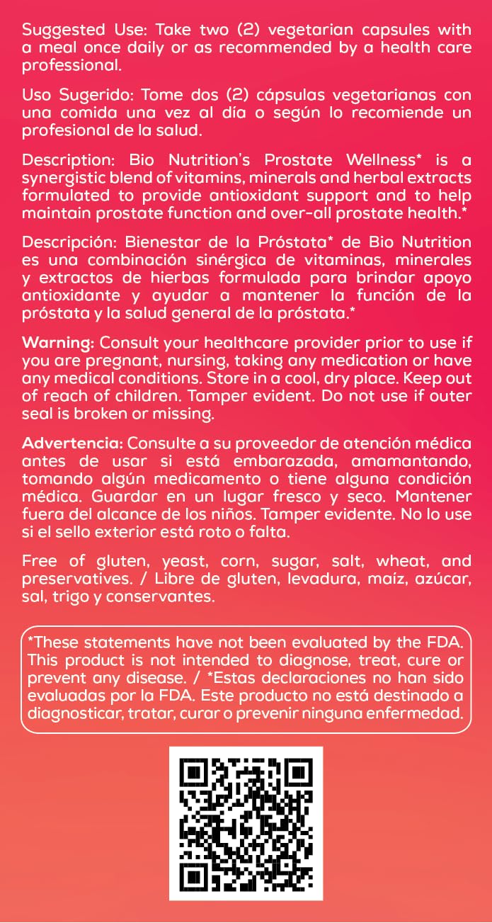 Bio Nutrition Prostate Wellness with Pumpkin Seed Extract 60 Capsules Bio Nutrition Au supplements