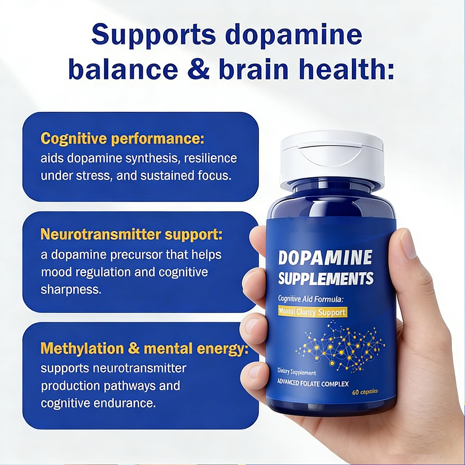 Dopamine Brain Supplement with L-Tyrosine 650mg | Cognitive Function, Focus & Mood Support | Neurotransmitter & Mental Energy Booster | 60 Capsules FW ZONE Au supplements
