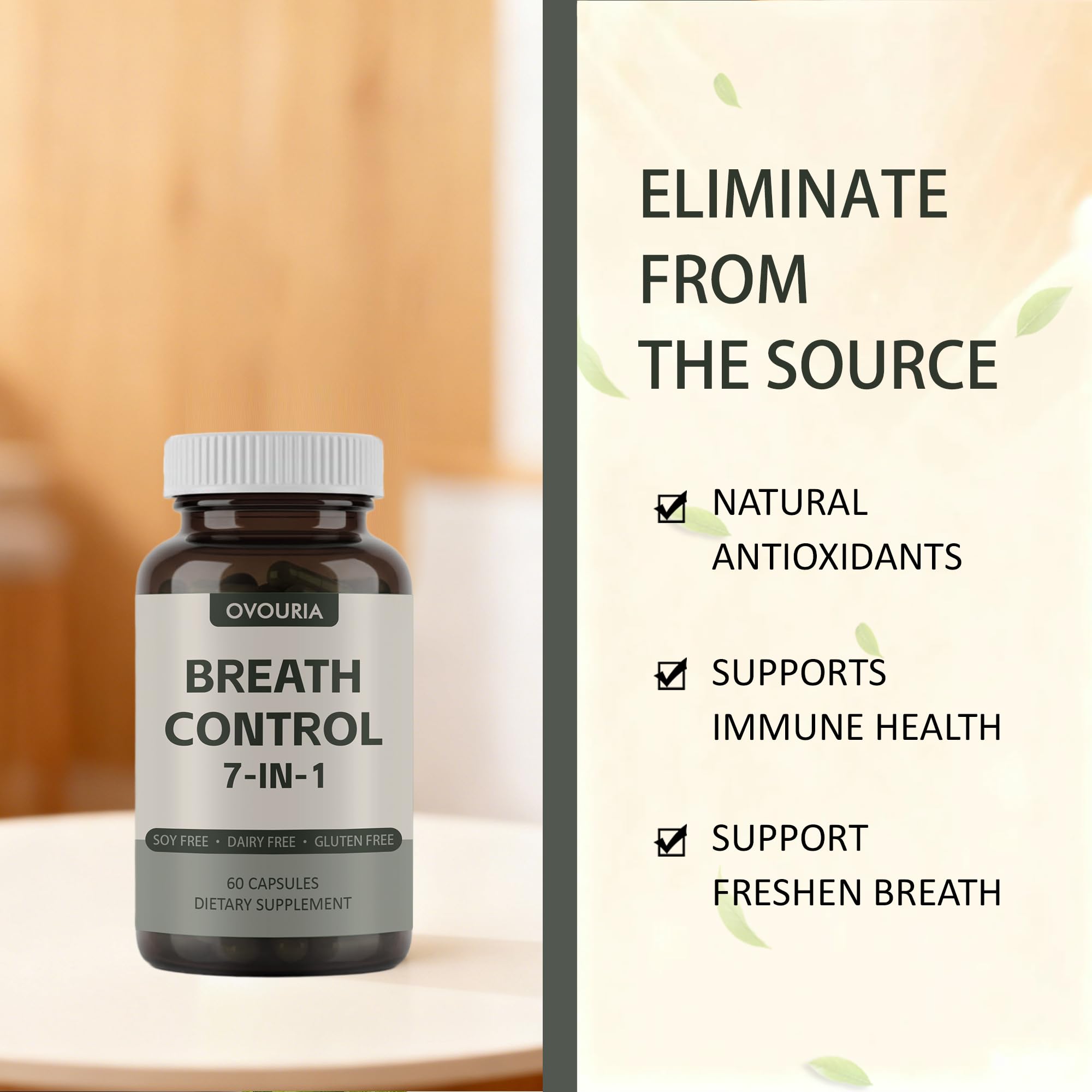 TANSPRESSO ovouria Breath & Gut Balance Capsules - 7-in-1 Formula with Probiotics, Zinc Gluconate & Magnesium Citrate for Fresh Breath, Chronic Halitosis Relief & Digestive Wellness, 60 Count(1pc) TANSPRESSO Au supplements