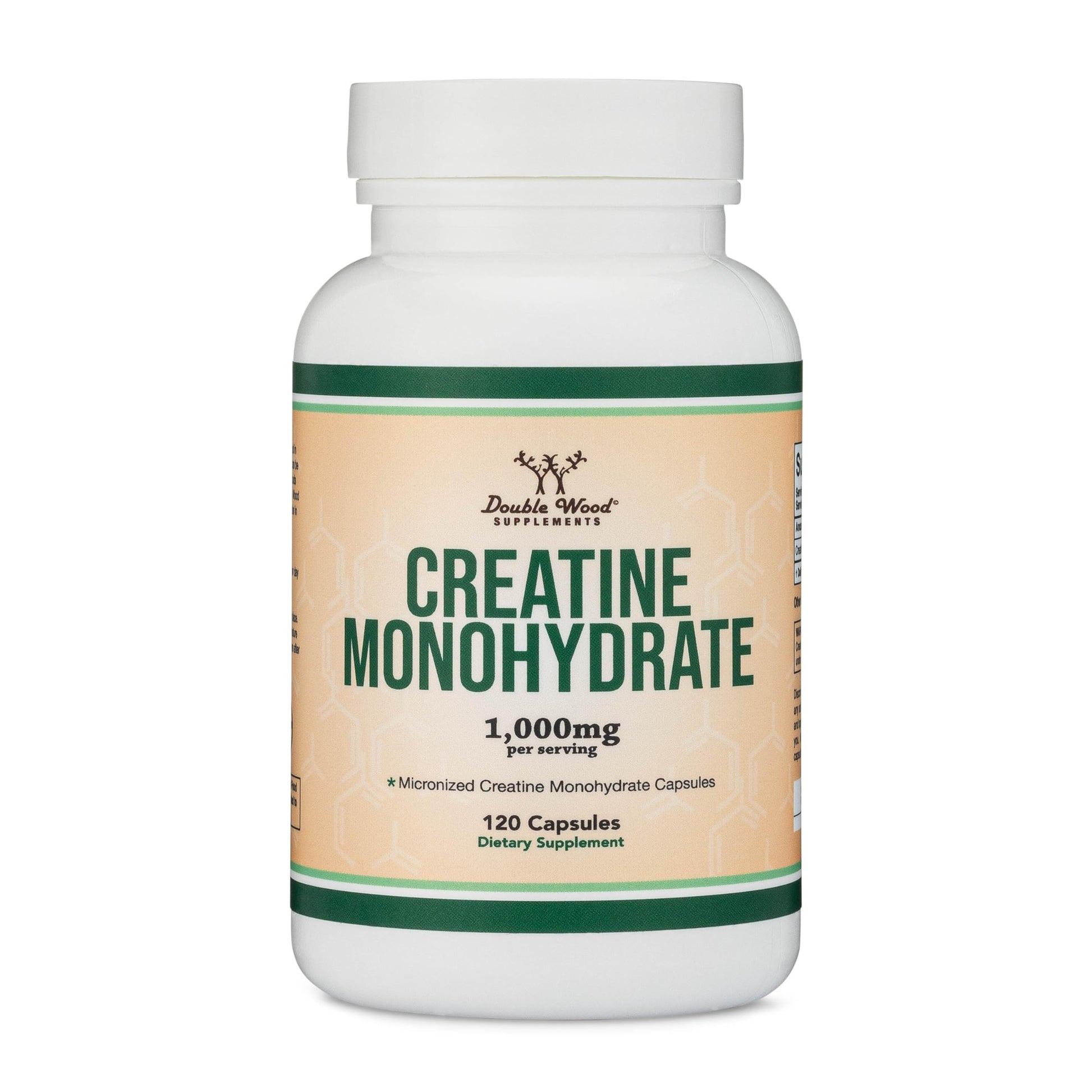 Creatine Monohydrate Capsules - 1g per Serving, 120 Count - No Fillers, Vegan Safe, Non-GMO, Gluten Free by Double Wood Double Wood Supplements Au supplements
