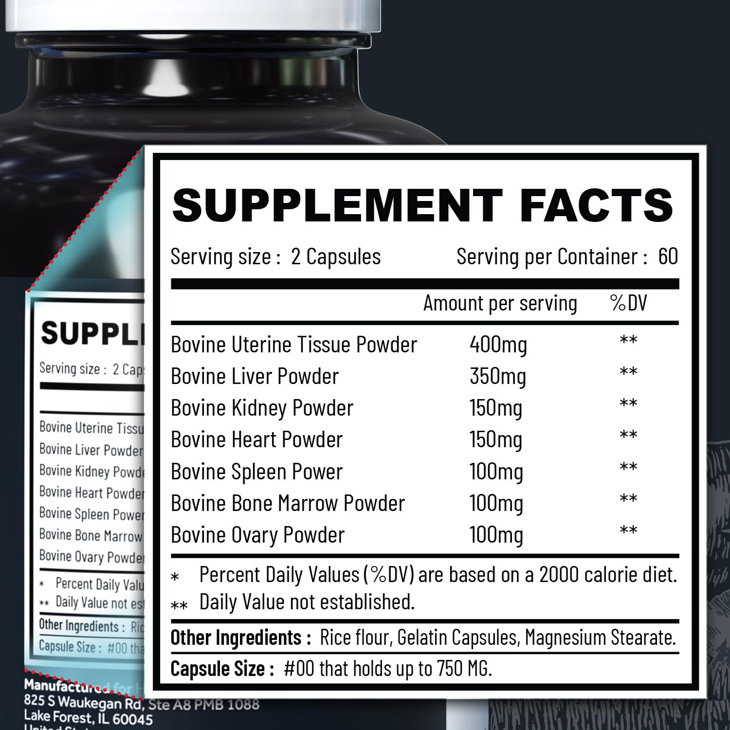 Beef Organ Supplement Grass Fed Complex for Women - 7 Carnivore Meat Proprietary Blend of Beef Liver, Marrow, Brain, Thymus, Spleen, Kidney, Colostrum, Heart, Pancreas, Gallbladder -120 Caps Holistic Method Au supplements