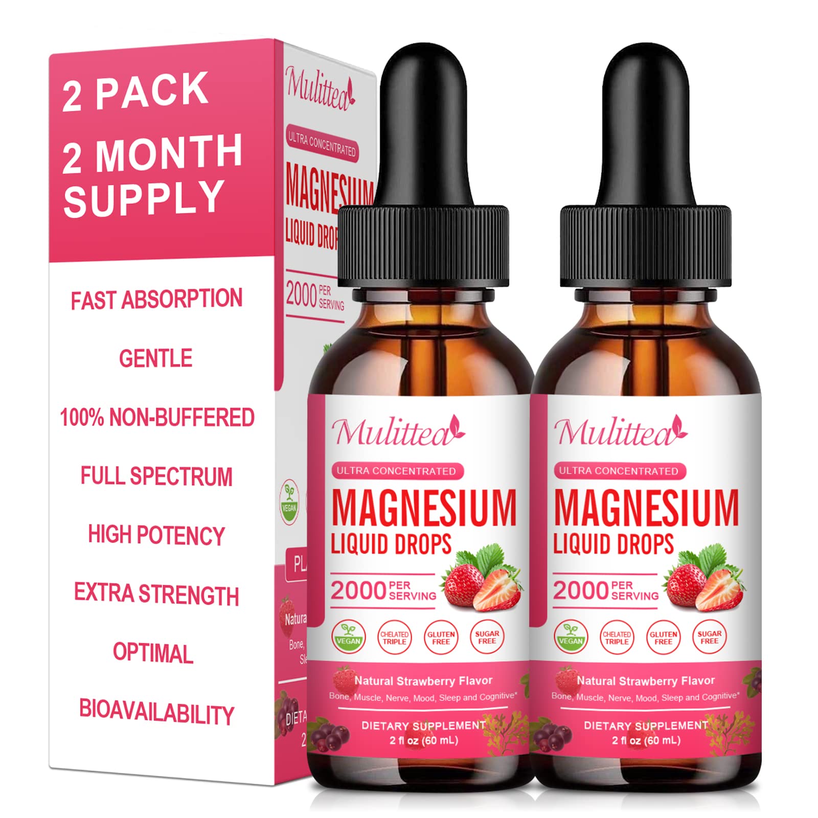 Magnesium Glycinate Liquid, High Potency Magnesium Glycinate, Citrate, Sugar Free Vegan Non-GMO Complex Supplement Promotes Nerv,Relaxation,Muscle,Sleep Support* Mulittea Au supplements