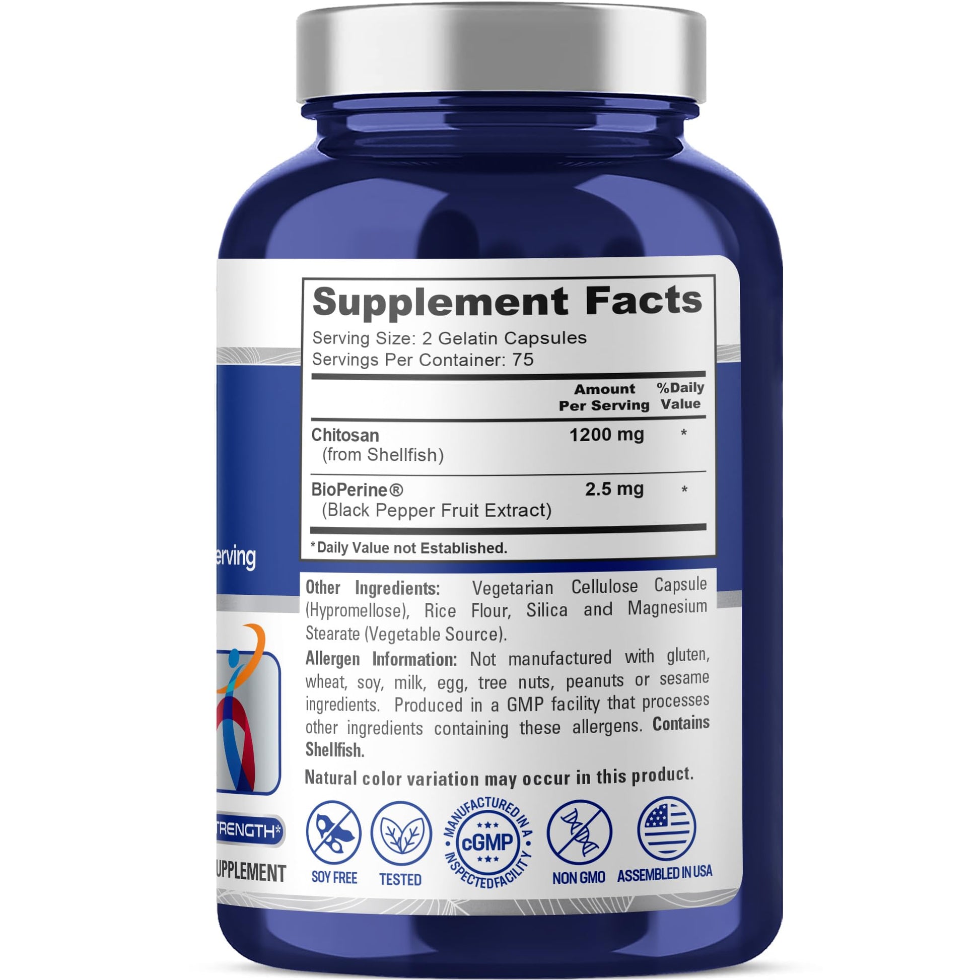NusaPure Chitosan 1200mg 150 Caps (Non-GMO & Soyfree) with Bioperine NusaPure Au supplements
