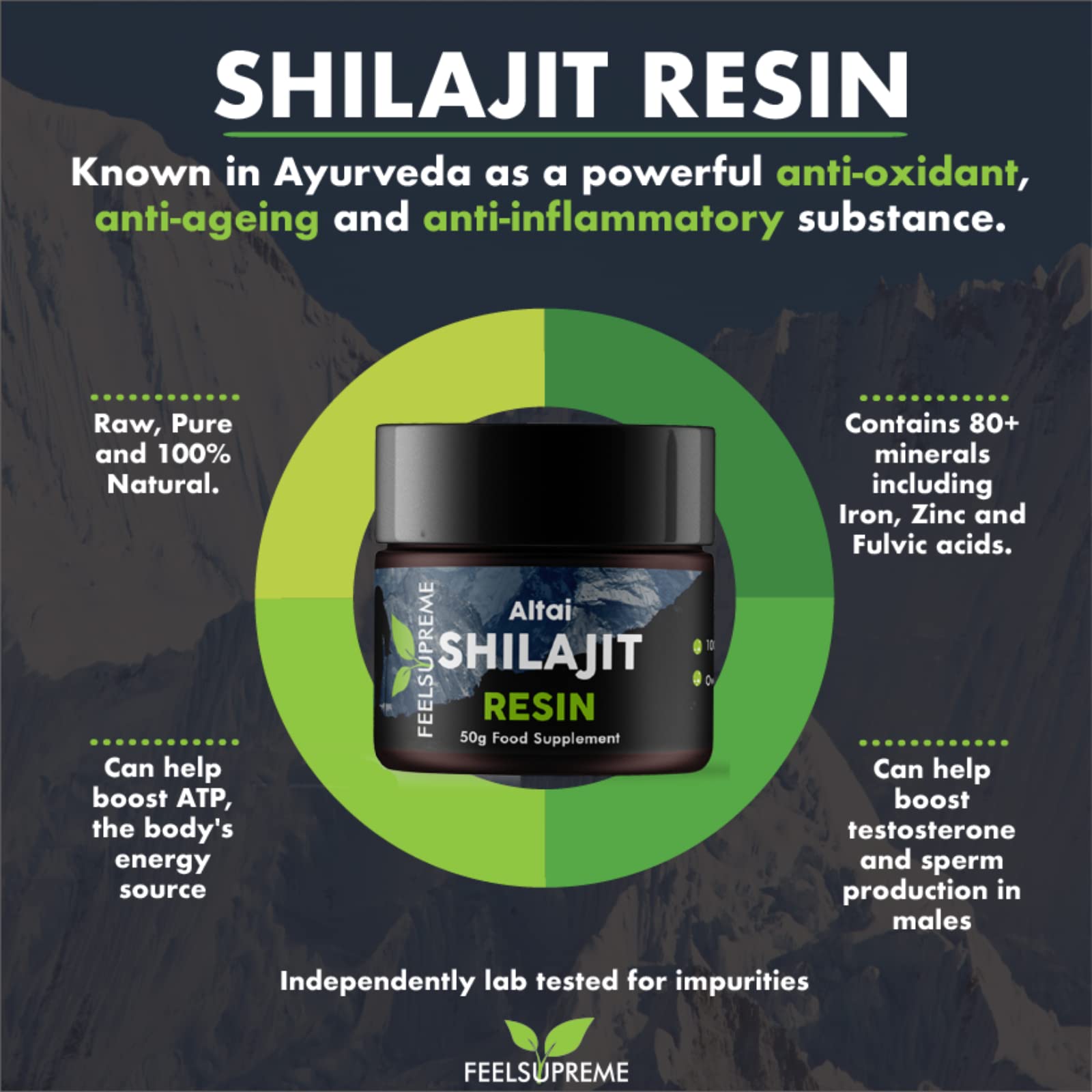 Natural Black Altai Shilajit Resin Large (50g) Pot | 100% Pure Additive Free | 80 Trace Feel Supreme Au supplements