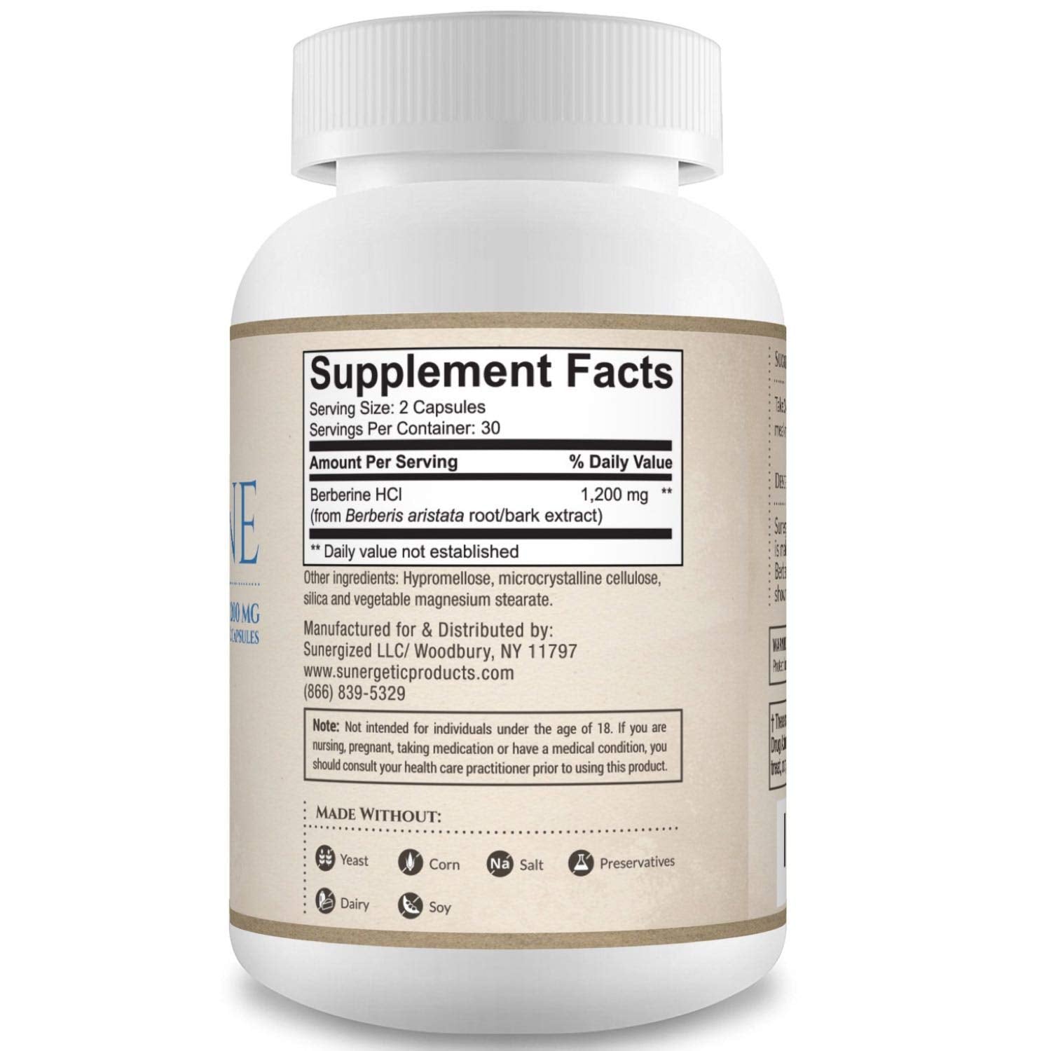 Premium Berberine Supplement - 1200mg of Berberine Per Serving - Berberine HCL Sunergetic Au supplements
