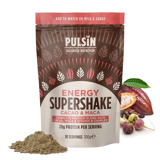 Pulsin - Cacao & Maca Vegan Supershake - 300g - Plant Based Vegan Energy Support Protein Powder PulsinAU supplements
